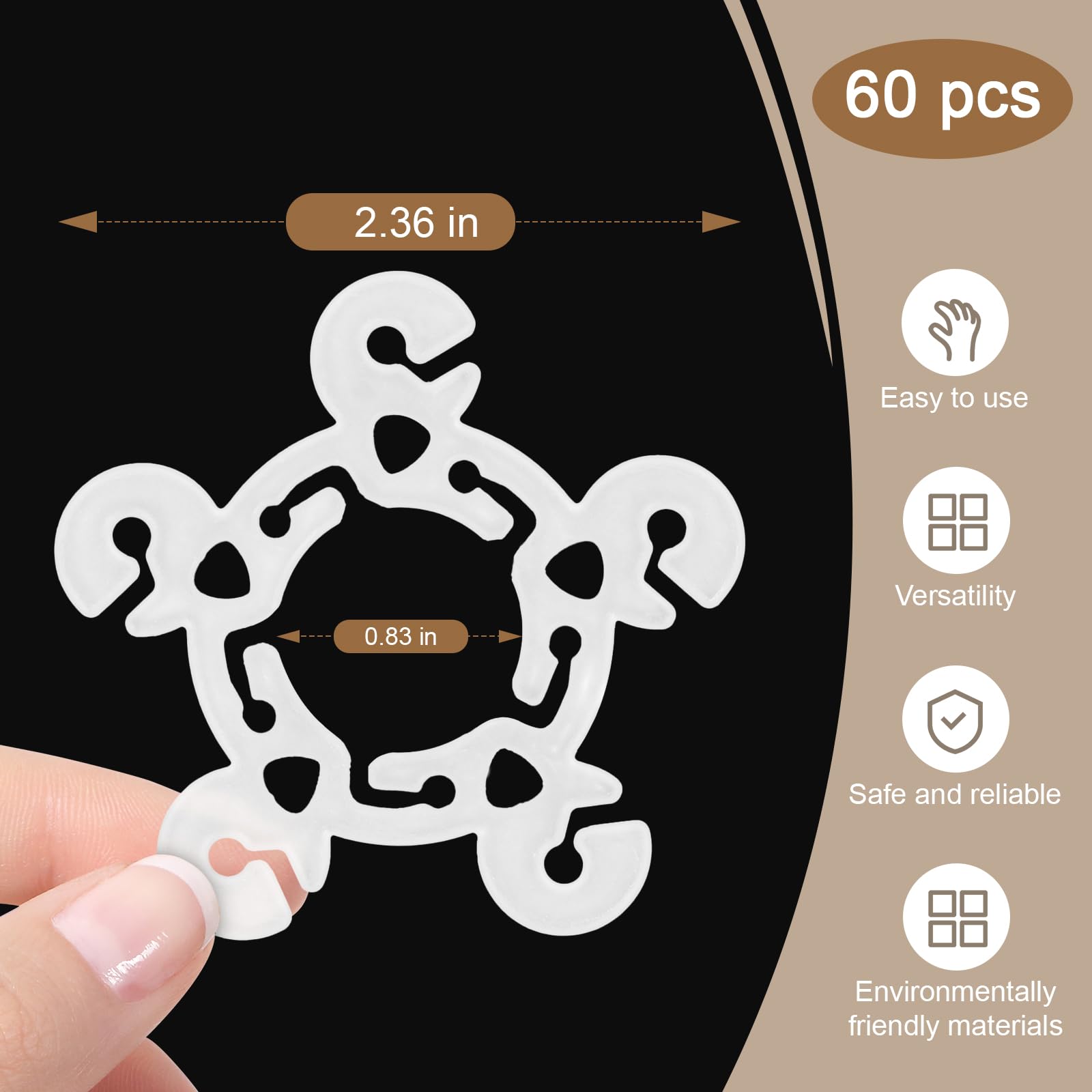 60 PCS Balloon Clips for Balloon Arch, Column Stand & Flowers - Reusable Plastic Clips for Party Decorations - Perfect for Birthday, Wedding, Baby Shower & Holiday Events