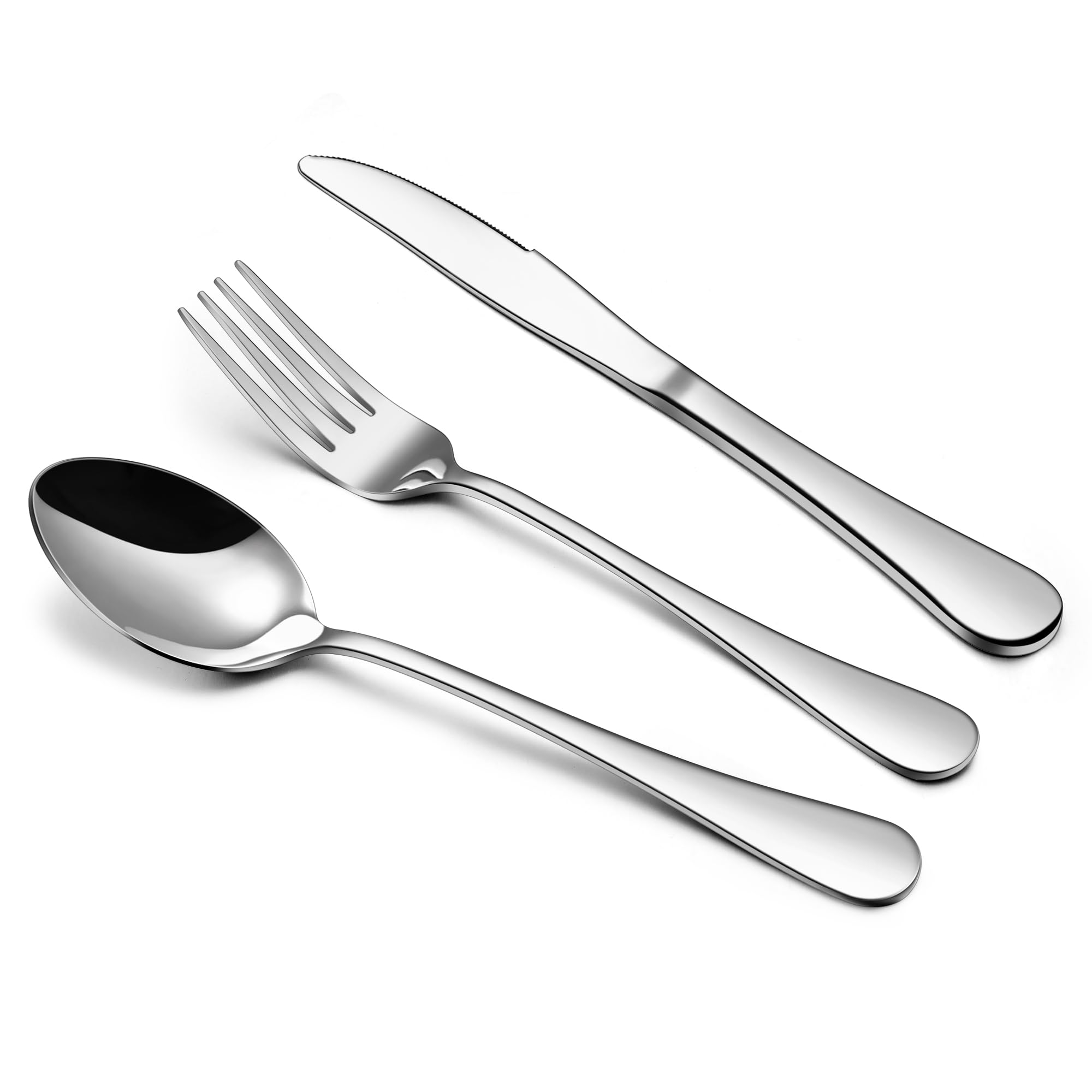 Premium 12-Piece Stainless Steel Flatware Set (Forks, Spoons, Knives) for 4 People - Food Grade Mirror Finish Cutlery for Home, Kitchen & Restaurant Use - Dishwasher Safe Silverware Set - Perfect for Dinner Parties, Daily Meals & Catering Events