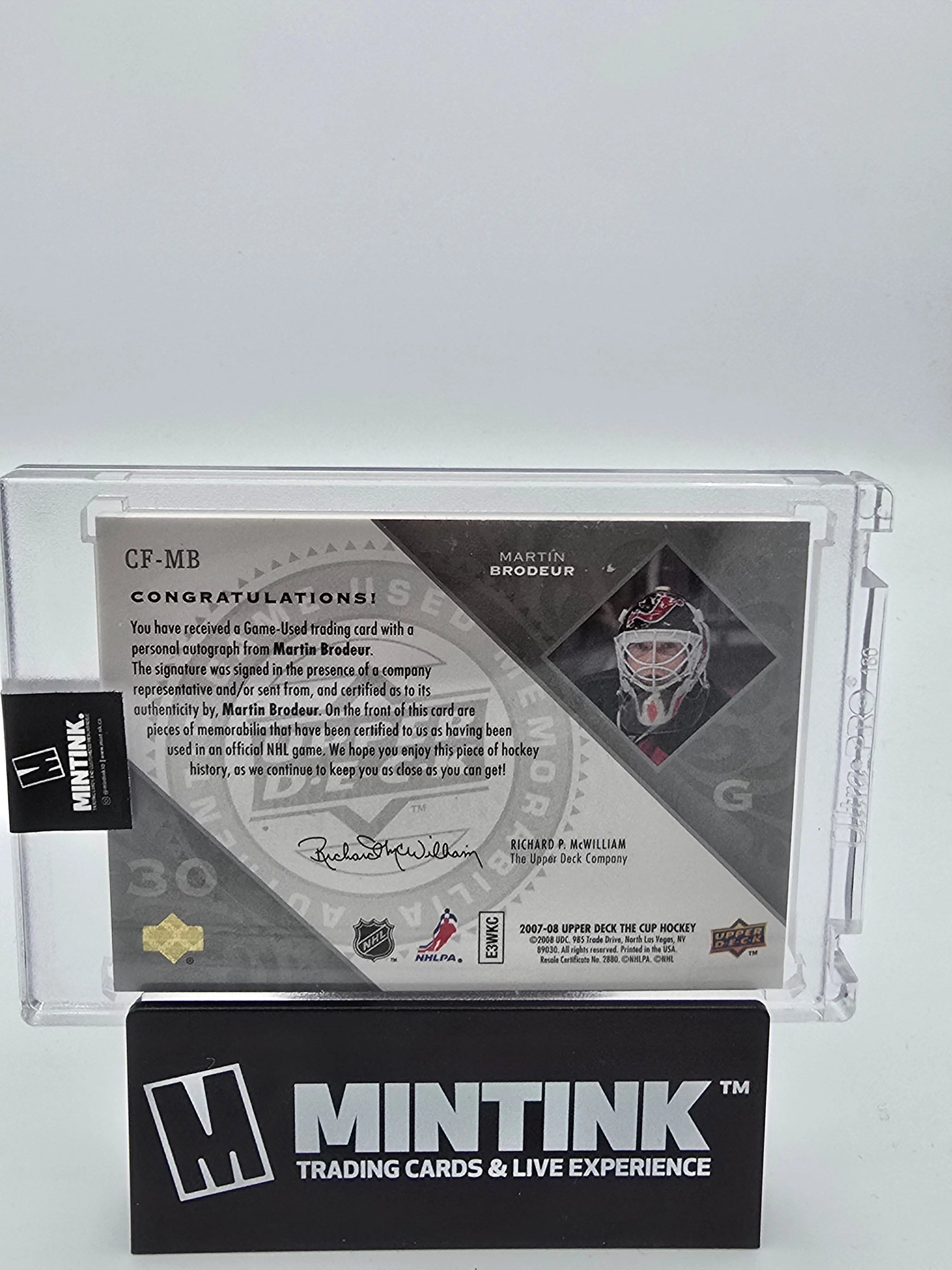 2007-08 Upper Deck The Cup Hockey Martin Brodeur Quad Cup Foundations Jerseys Autograph Card 01/10 - Rare Collectible for Hockey Fans & Sports Memorabilia Enthusiasts