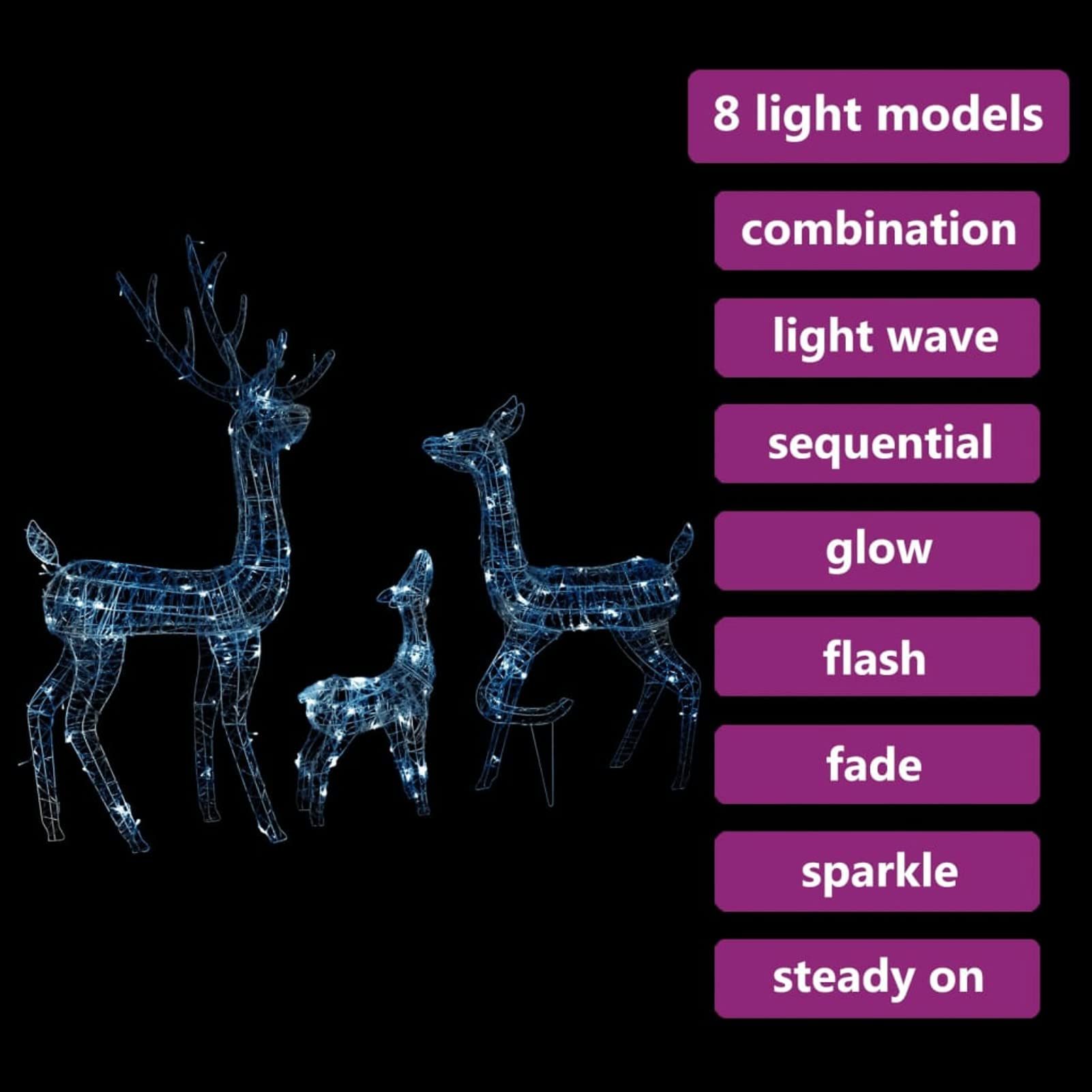 Tidyard 3-Piece Christmas Light Up Reindeer Decor Set - 300 LED Blue & White Lights for Indoor/Outdoor Holiday Decoration | Perfect for Home, Office, Yard, Party & Festive Displays