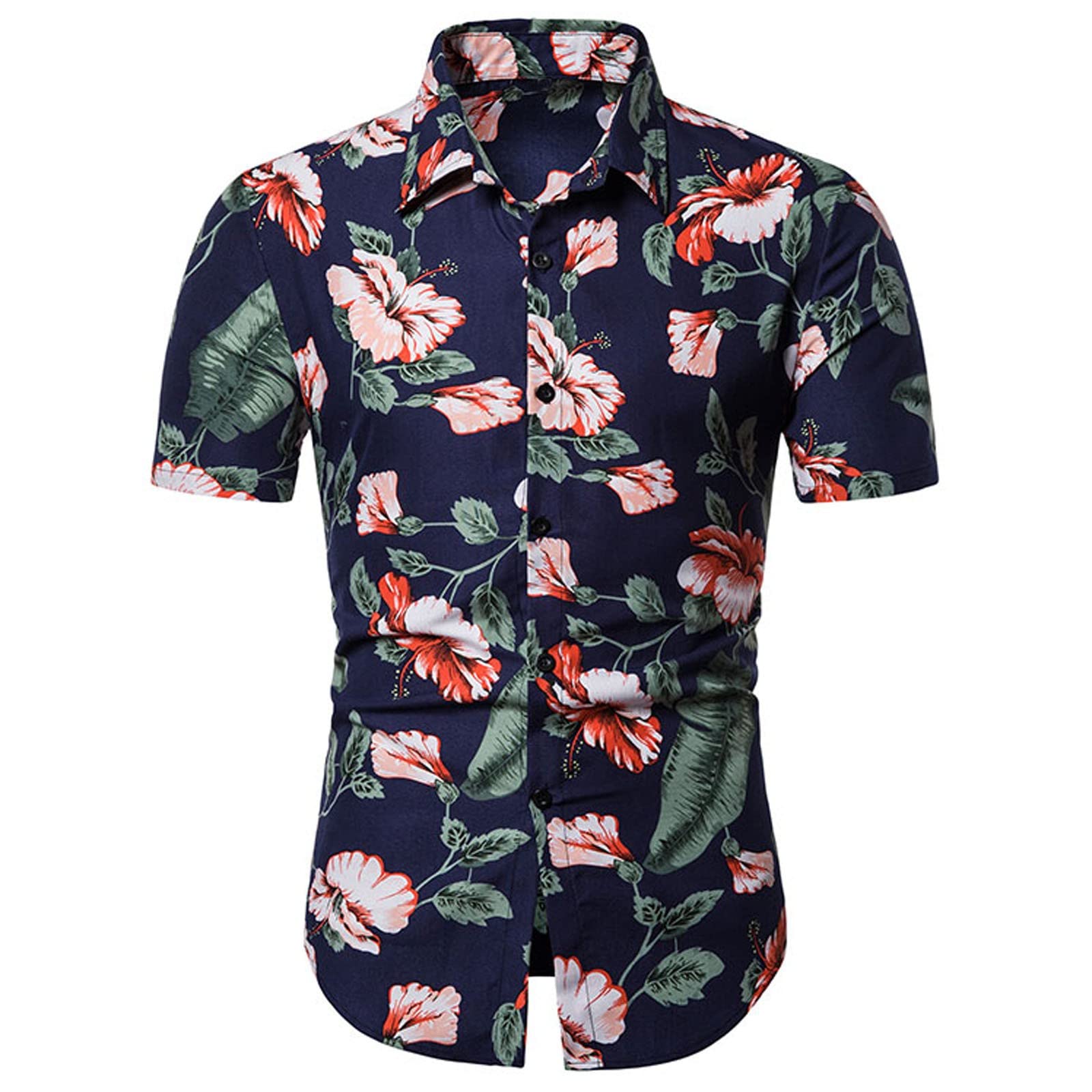 Men's Hawaiian Shirt Short Sleeve Button Down - Tropical Floral Print Aloha Shirt for Beach Vacation, Summer Party & Casual Wear