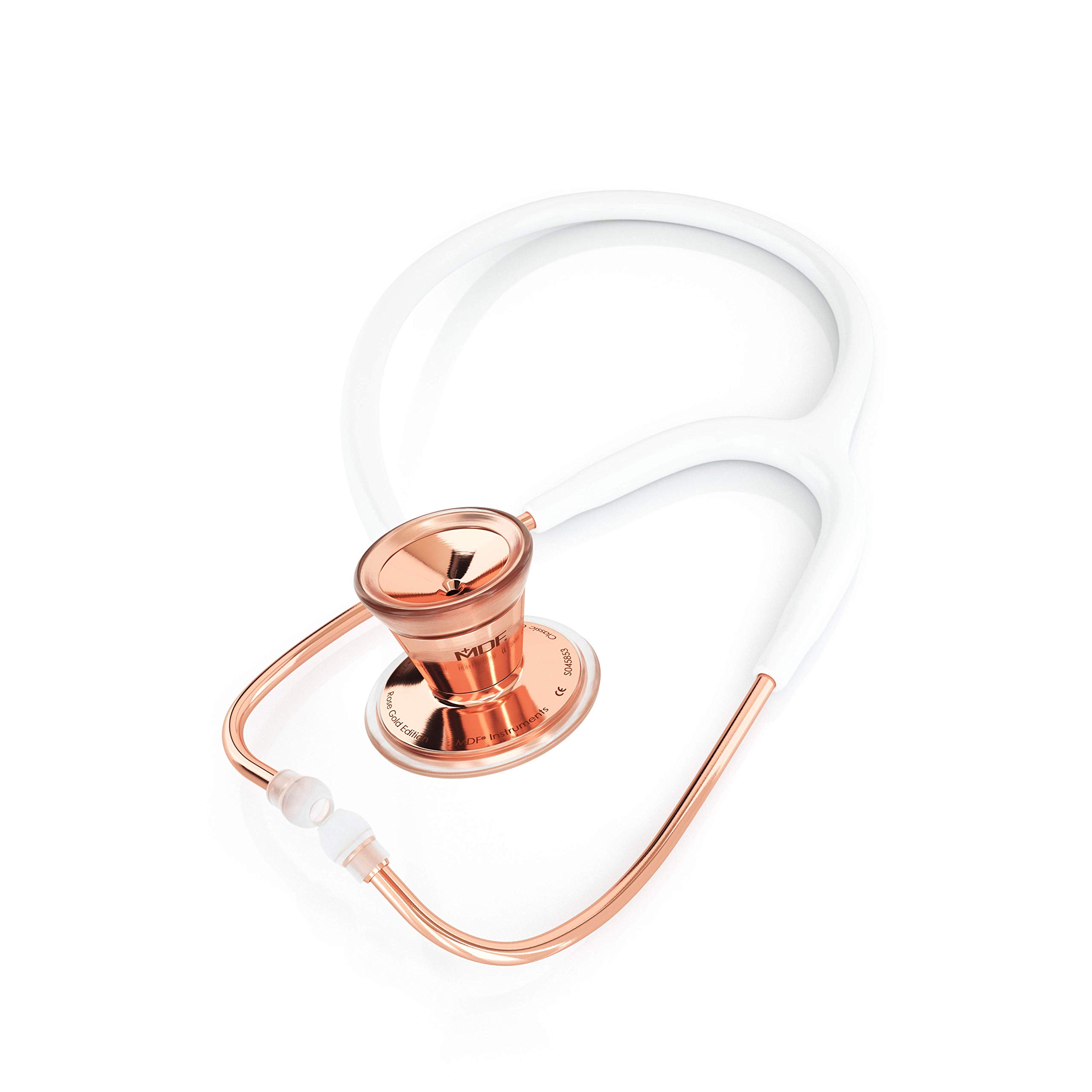 MDF ProCardial Cardiology Stethoscope - Rose Gold & Stainless Steel Dual Head Adult Stethoscope with White Tube | Perfect for Doctors, Nurses & Medical Students | Clinical Use & Professional Healthcare