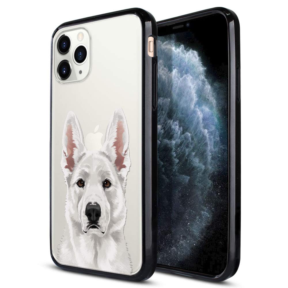 FINCIBO Slim TPU Bumper Clear Hard Protective Case for Apple iPhone 11 Pro Max 6.5 Inch (2019 Model) - Cute White German Shepherd Dog Design | Perfect for Everyday Protection, Work & Outdoor Activities (Not Compatible with iPhone 11 Pro)