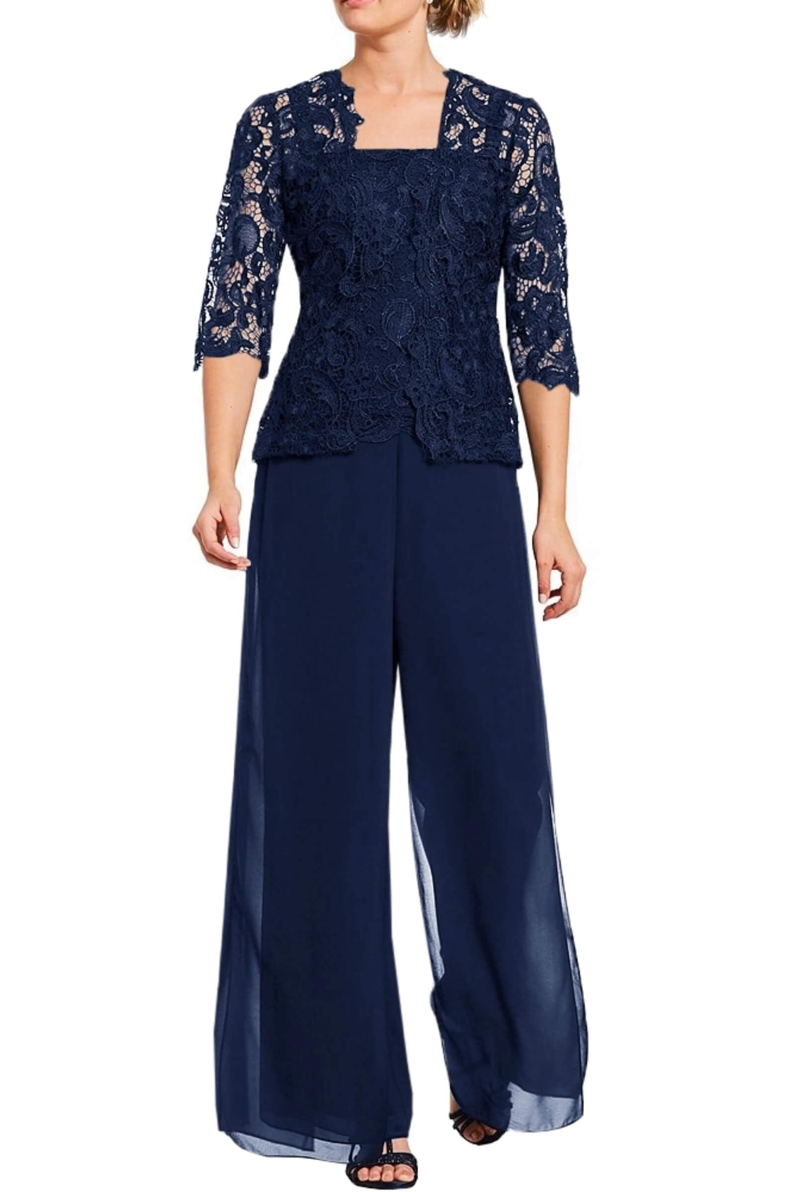 Zongqiven Women's Mother of the Bride Pant Suit Set - Elegant Formal Evening Dress for Wedding Guest, Church, Cocktail Party & Special Occasions
