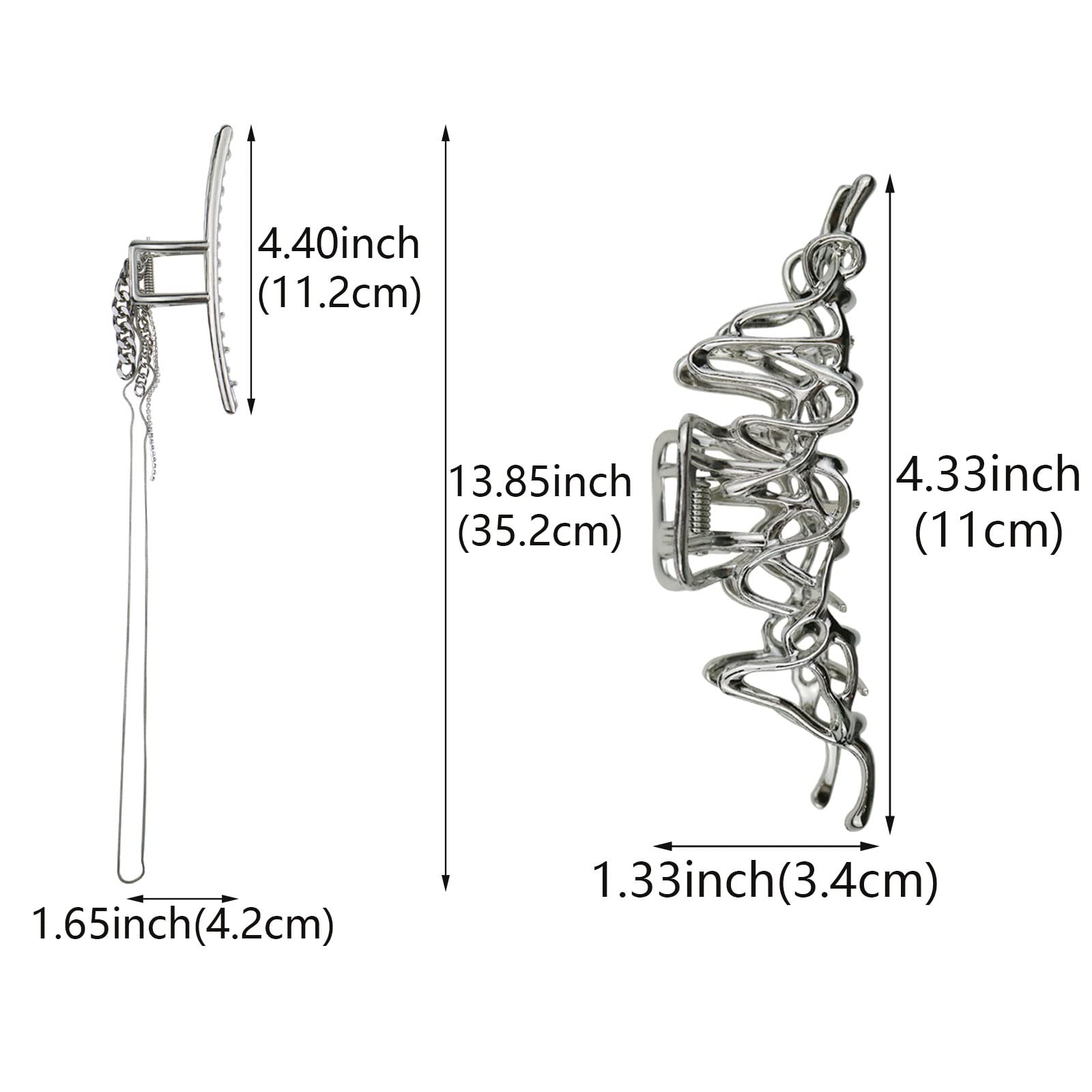 4 Pcs Silver Metal Hair Clips - Butterfly Claw Clips for Women & Girls, Strong Hold for Thin or Thick Hair - Perfect for Updos, Ponytails & Everyday Styling