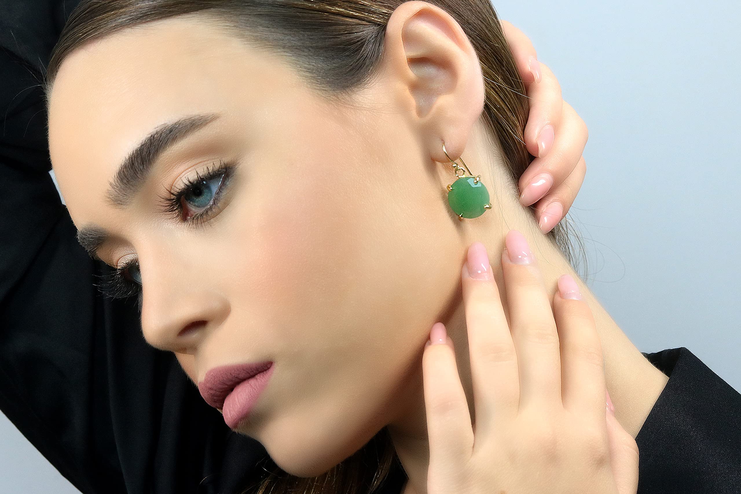 Anemone Green Aventurine Dangle Earrings - Handmade Statement Jewelry for Women - Customizable Gift with Elegant Box | Perfect for Weddings, Parties & Special Occasions
