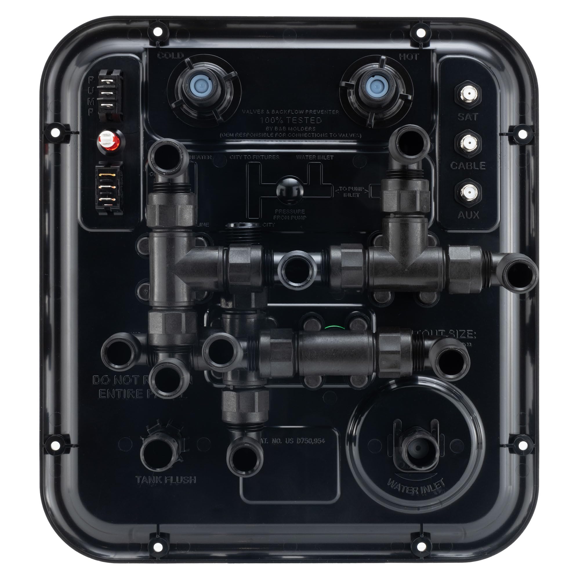 RecPro RV Water Management Panel - Nautilus P4 with 8-Function City-Water Fill | Made in USA | Black | Perfect for RV Camping & Outdoor Water Control
