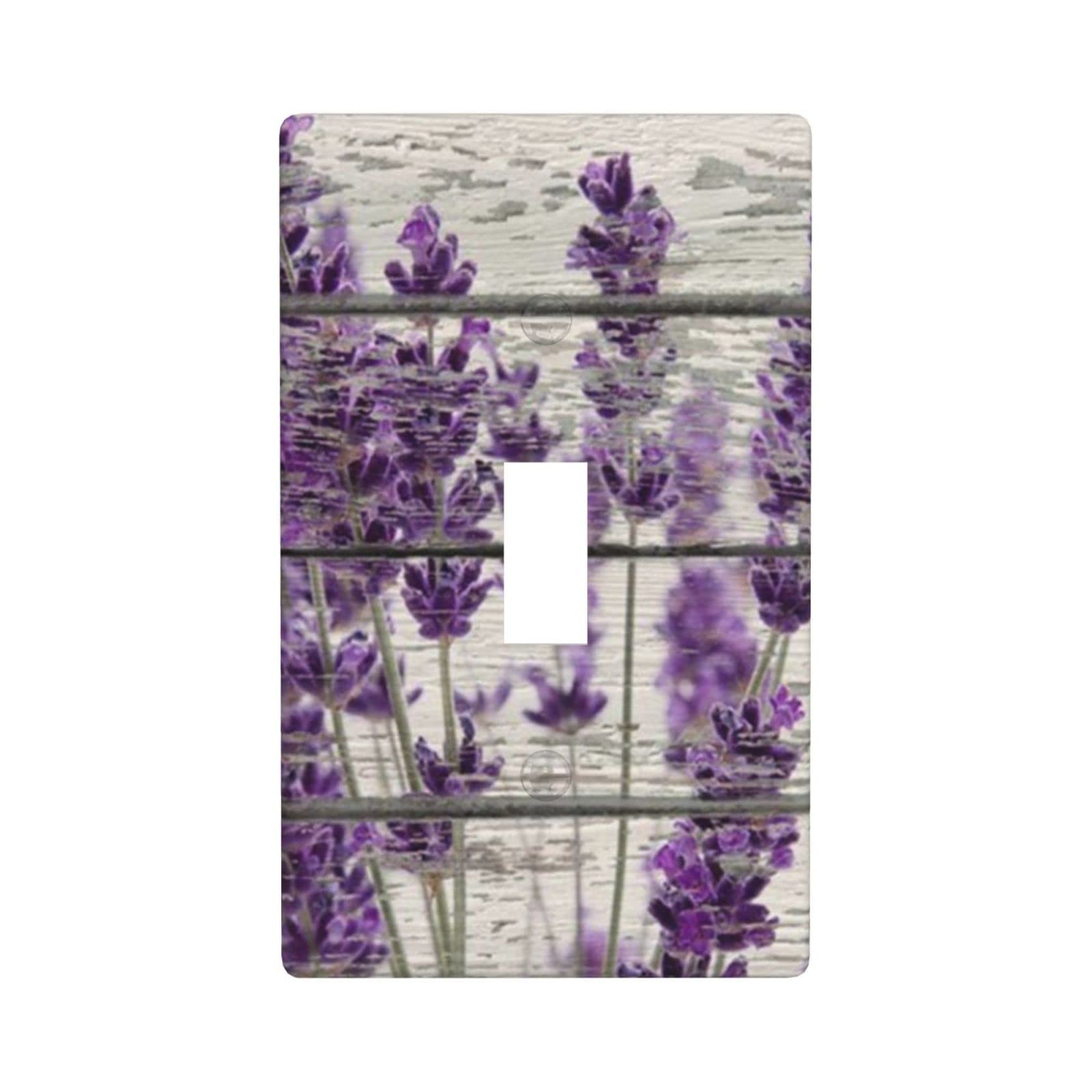 Lavender Flowers Light Switch Cover - Decorative Single Toggle Wall Plate for Kitchen, Bathroom, Bedroom - 1 Gang Switch Plate (4.5 x 2.76 Inch) - Elegant Home Decor & Easy Installation
