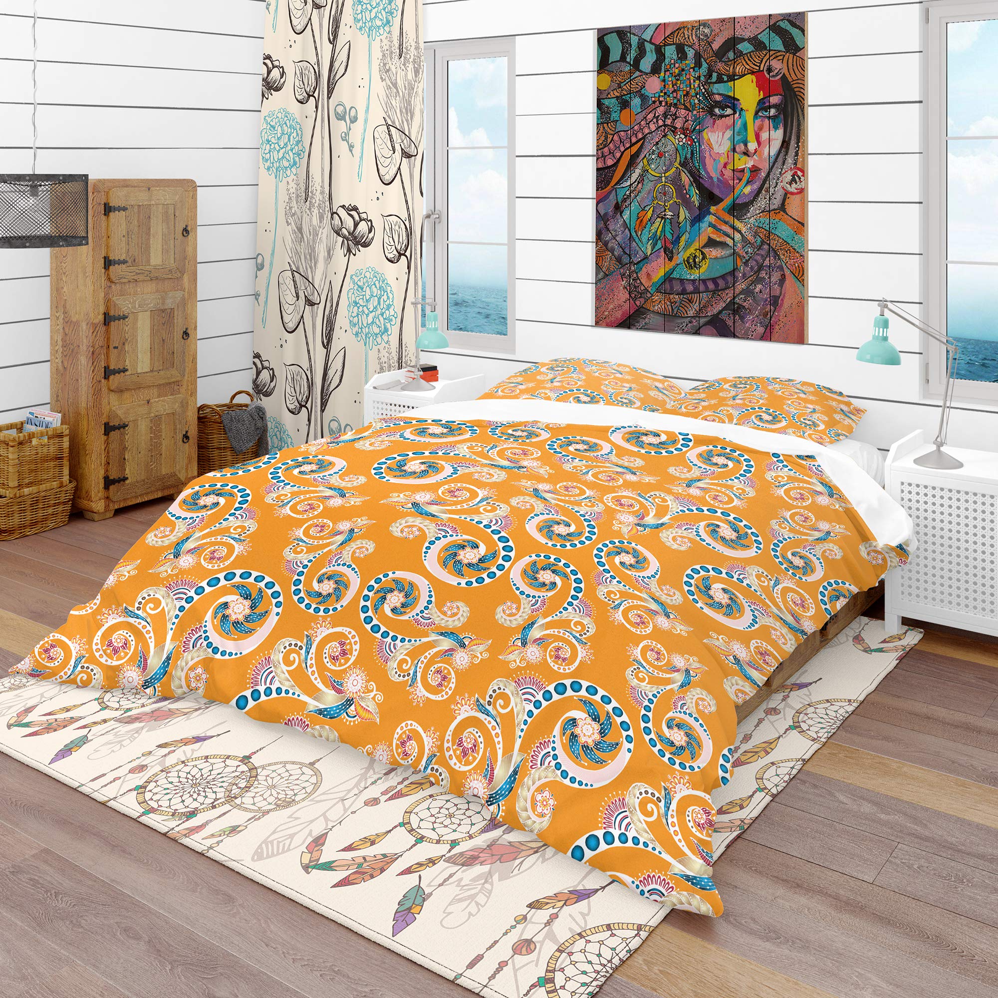 Bohemian Floral Duvet Cover Set - Vibrant Eclectic Floral Pattern, 100% Cotton Bedding for Boho Chic Bedroom Decor | Perfect for Master Bedroom, Guest Room & Dorm