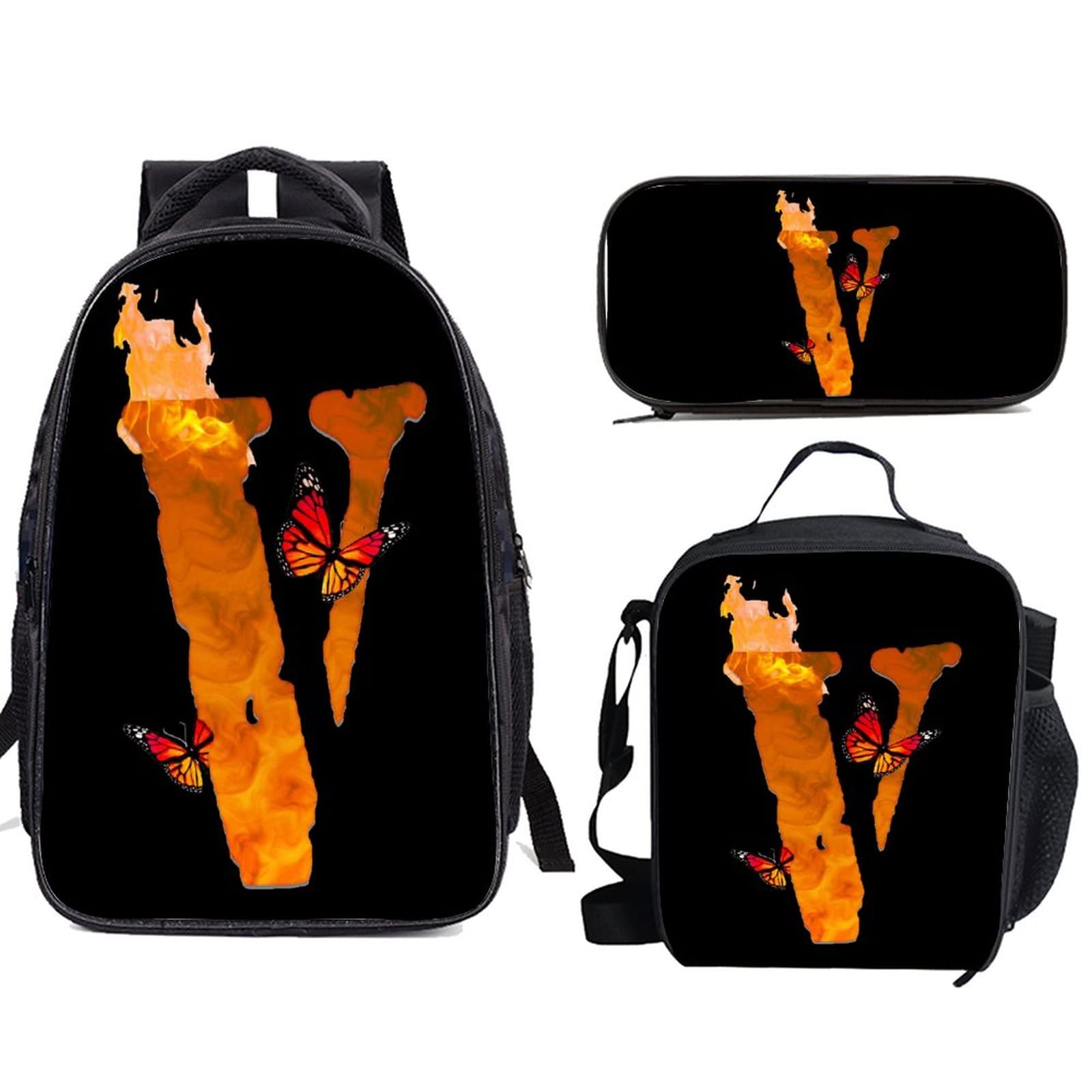 Big V Backpack for Teens - 3-Piece Cartoon Backpack Set with Lunch Bag & Pencil Case for Boys & Girls | School, Travel & Daily Use