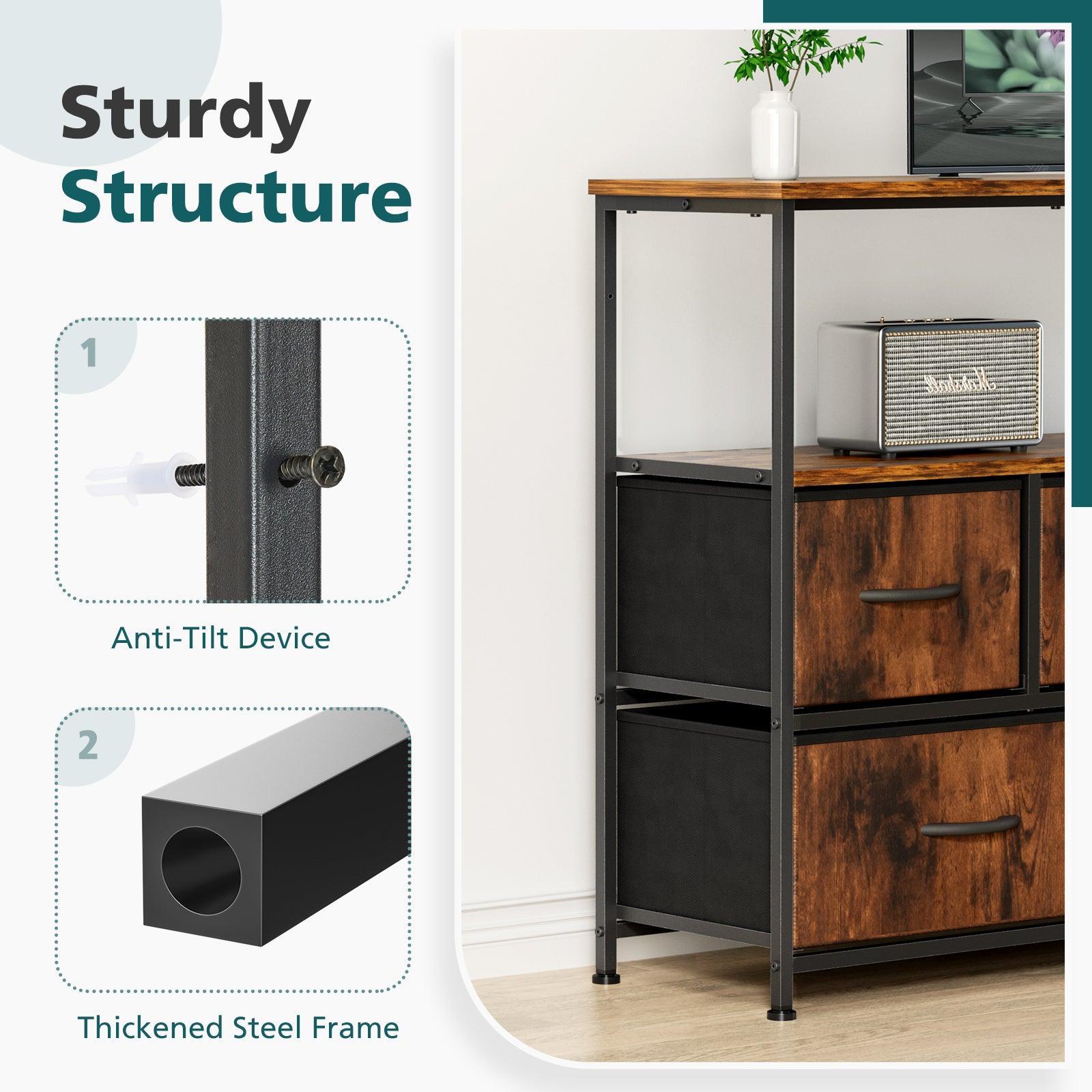 5-Drawer Fabric Dresser with Metal Frame - Modern Bedroom Storage Chest for Clothes & Accessories | Perfect for Small Spaces, Dorm Rooms & Apartment Organization