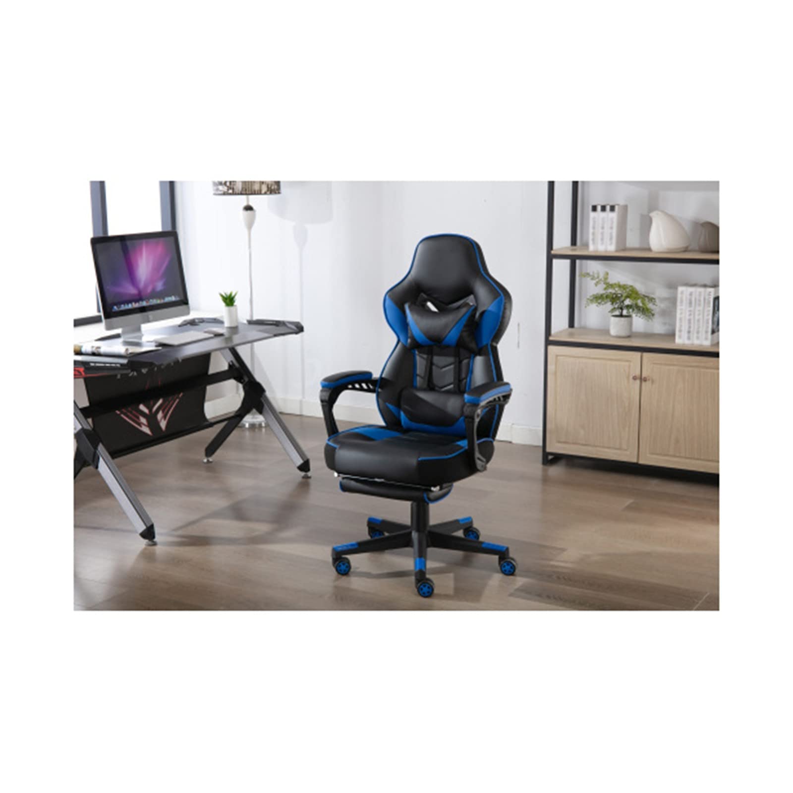 Ergonomic Gaming Chair with Headrest & Lumbar Support - Reclining Office Computer Chair for Adults & Teens - Perfect for Esports, Streaming & Home Office Workstations (Includes Footrest)