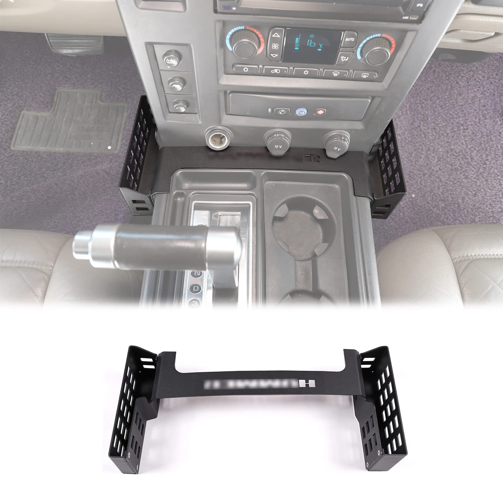 2 Pack Aluminum Alloy Shifter Storage Box for Hummer H2 2001-2007 - Gear Shift Console Organizer, Center Console Hanging Tray, Interior Car Accessories (Black) | Perfect for Road Trips, Daily Commute & Vehicle Organization