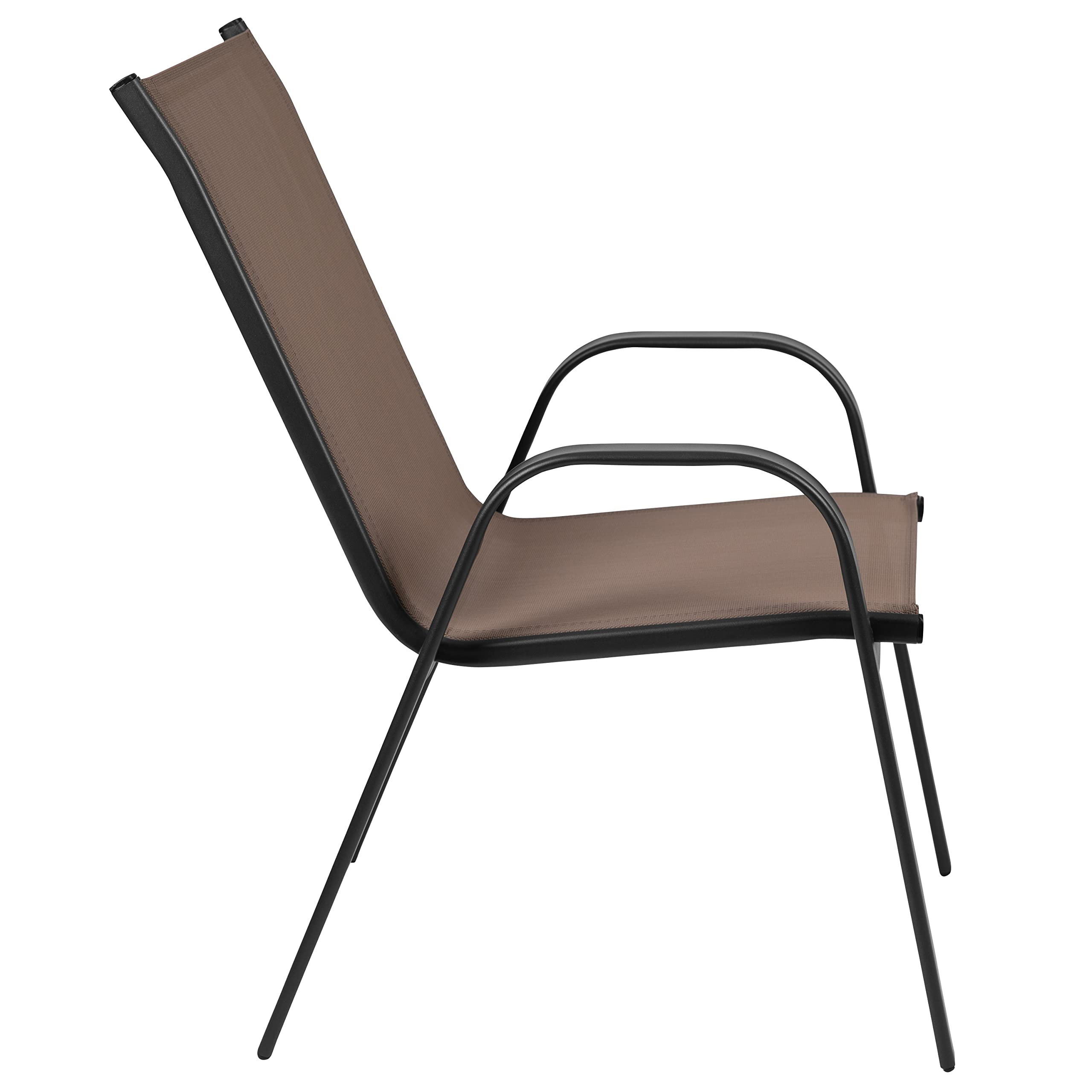 Flash Furniture Brazos 5-Piece Outdoor Patio Dining Set with 4 Brown Flex Comfort Stackable Chairs & 31.5