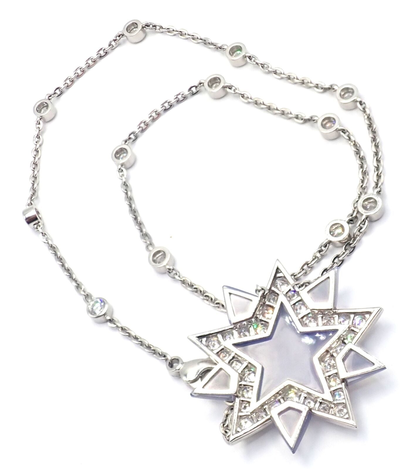 Authentic Tiffany & Co Platinum Diamond Blue Chalcedony Star Pendant Necklace - Perfect for Anniversary Gifts, Valentine's Day & Special Occasions