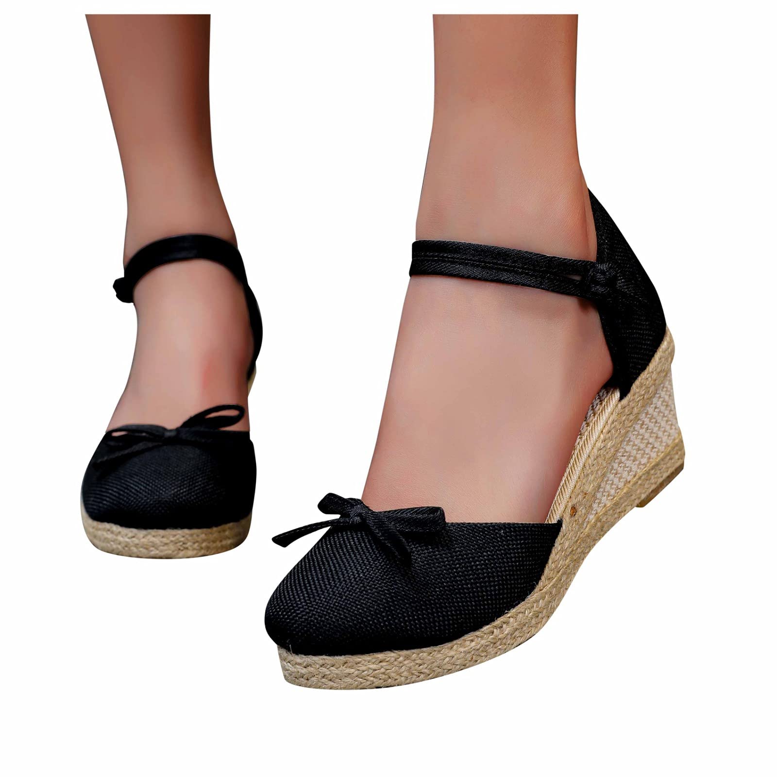 Aniywn Women's Platform Sandals with Ankle Strap - Low Wedge Espadrilles Summer Closed Toe Shoes | Casual Outfits, Beach Vacations & Date Night Wear