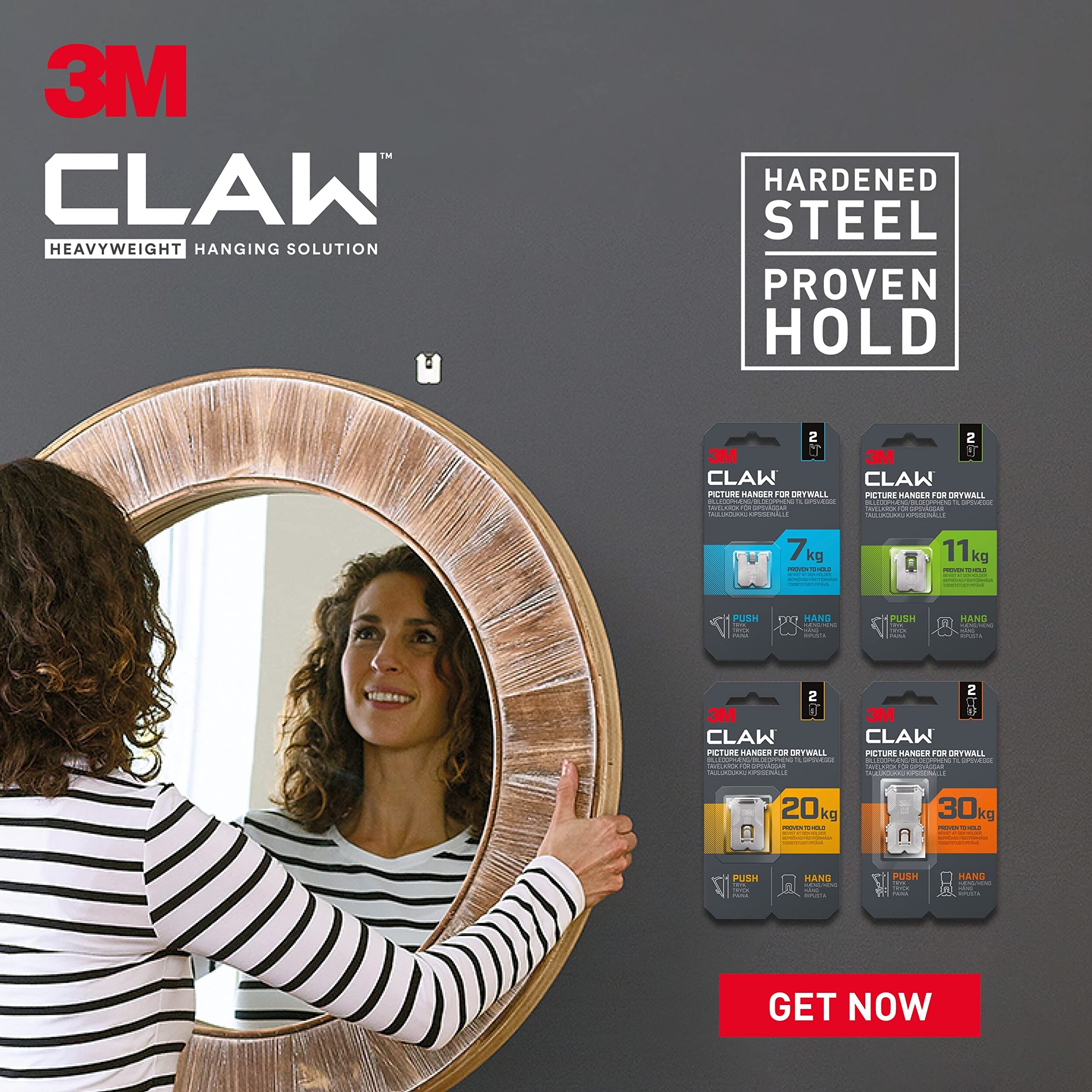 3M Claw Drywall Picture Hangers - 4 Pack Heavy Duty Wall Hooks for Home Decor, Photos & Frames - Supports up to 7kg/15lbs - Perfect for Living Room, Bedroom & Office Wall Decorations