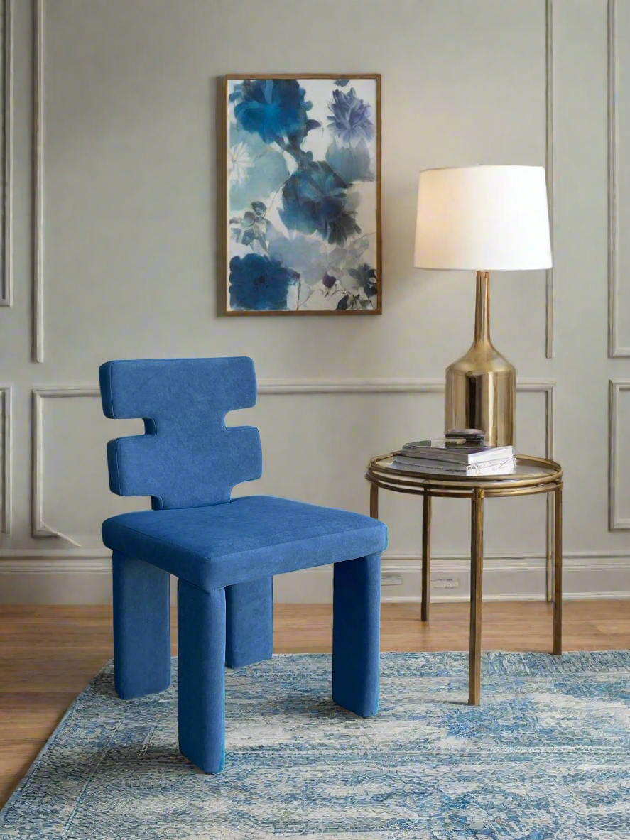 8-Piece Mya Dining Chair Set in Navy Blue - Modern Upholstered Chairs for Kitchen, Dining Room & Home Decor