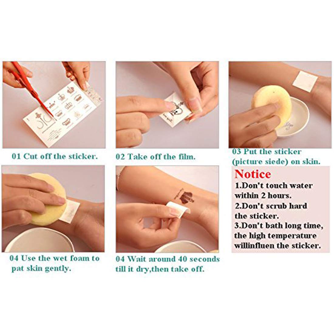 Voorkoms Waterproof Temporary Tattoos for Men & Women - Long Lasting Fake Tattoos for Parties, Halloween & Body Art