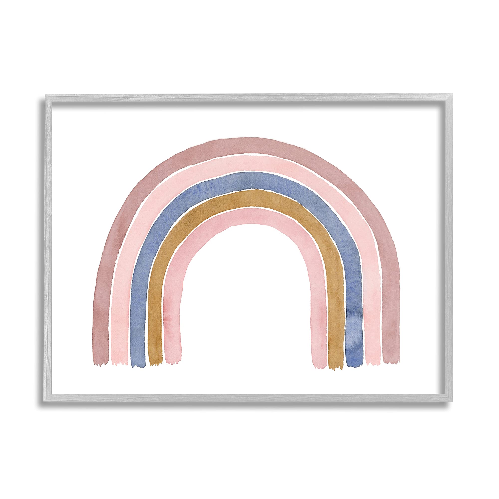 Stupell Industries Minimalist Five Arch Rainbow Wall Art in Pink, Blue & Gold - Designed by Lucille Price - 14x11 Inch White Framed Canvas - Perfect for Nursery, Bedroom & Boho Home Decor