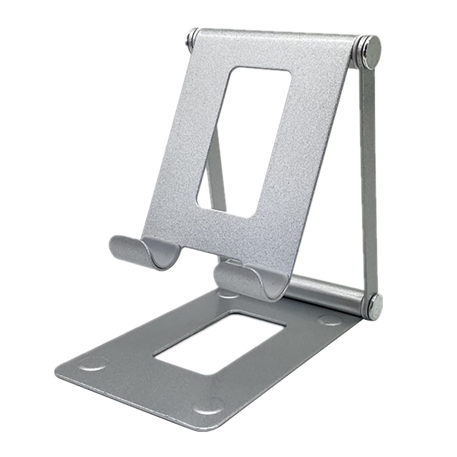 Foldable Mini Lazy Bracket - Universal Phone Stand for Desk, Office & Home Use - Silver Multi-Angle Adjustable Cell Phone Holder for Watching Videos, Video Calls & Hands-Free Browsing