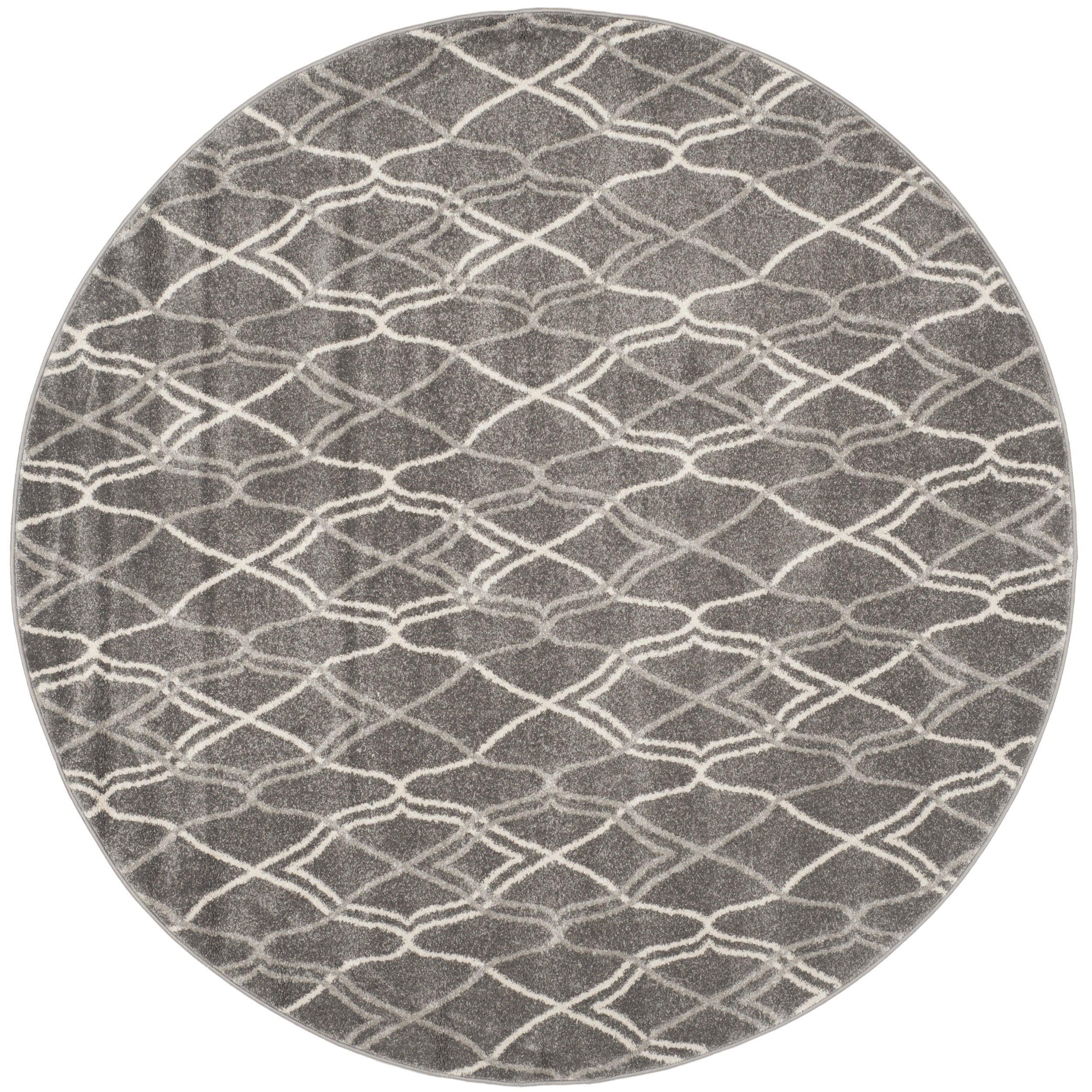 SAFAVIEH Amherst Collection 7' Round Grey/Light Grey AMT417C Modern Non-Shedding Area Rug for Dining Room, Entryway, Living Room & Bedroom | Soft & Durable Floor Covering for Home Decor