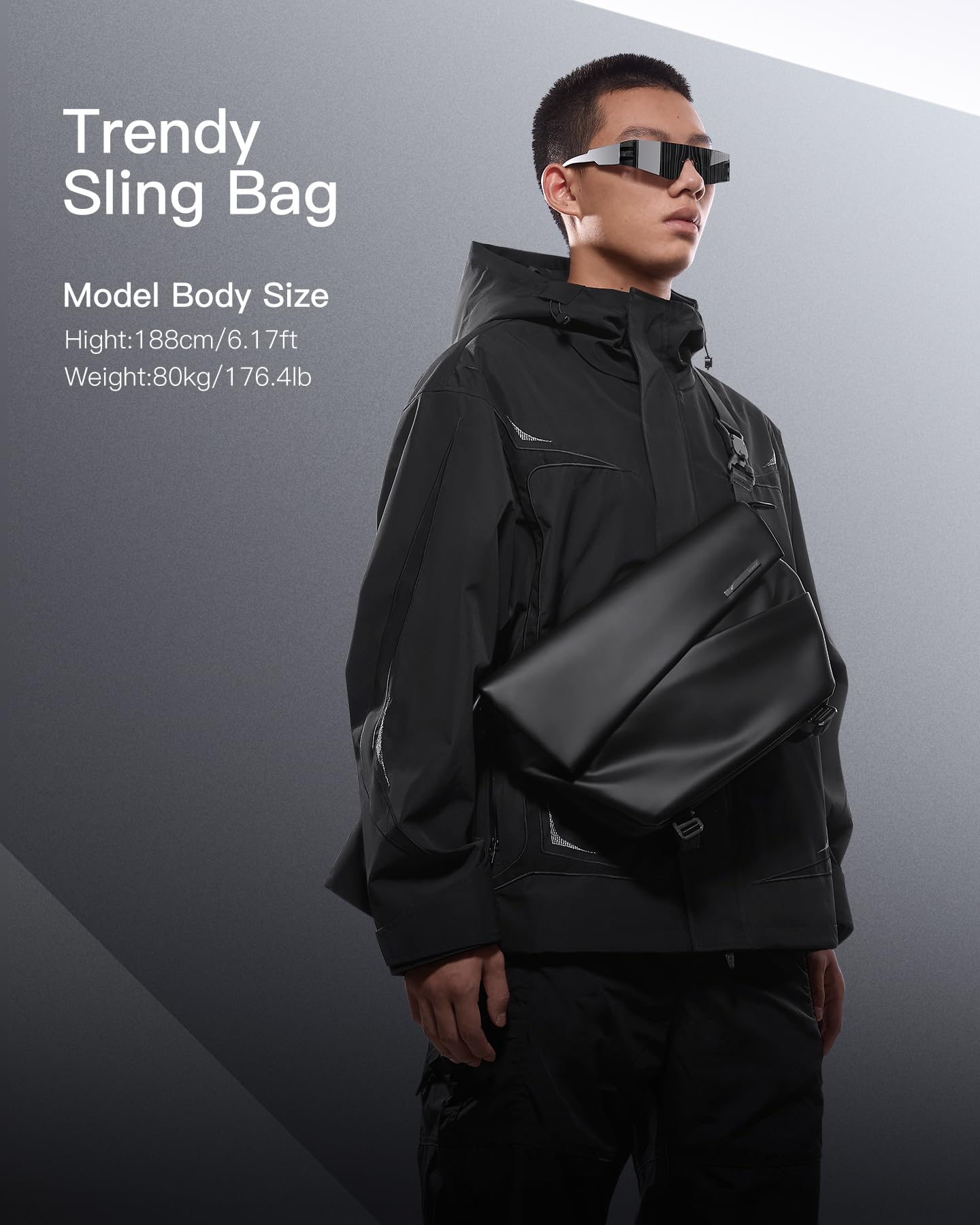 Inateck Sling Bag X-Pro - Water-Resistant Crossbody Shoulder Messenger Bag for iPad Pro Air 11 Inch, 9L Capacity with Adjustable Strap for Men & Women | Perfect for Travel, Cycling, Hiking, Work & Gym | Durable & Stylish Everyday Carry Solution