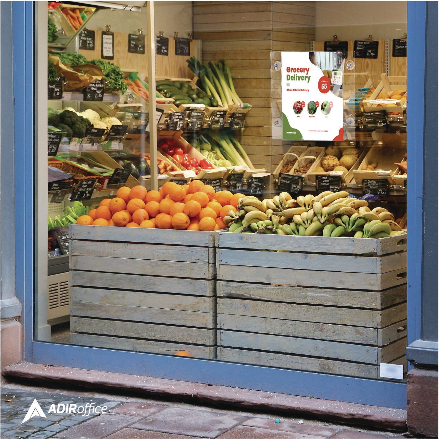 AdirOffice Clear Suction Acrylic Window Sign Holder - 8x11 Inches - Transparent Frame - 2 Pack - Perfect for Retail Stores, Restaurants, and Office Windows