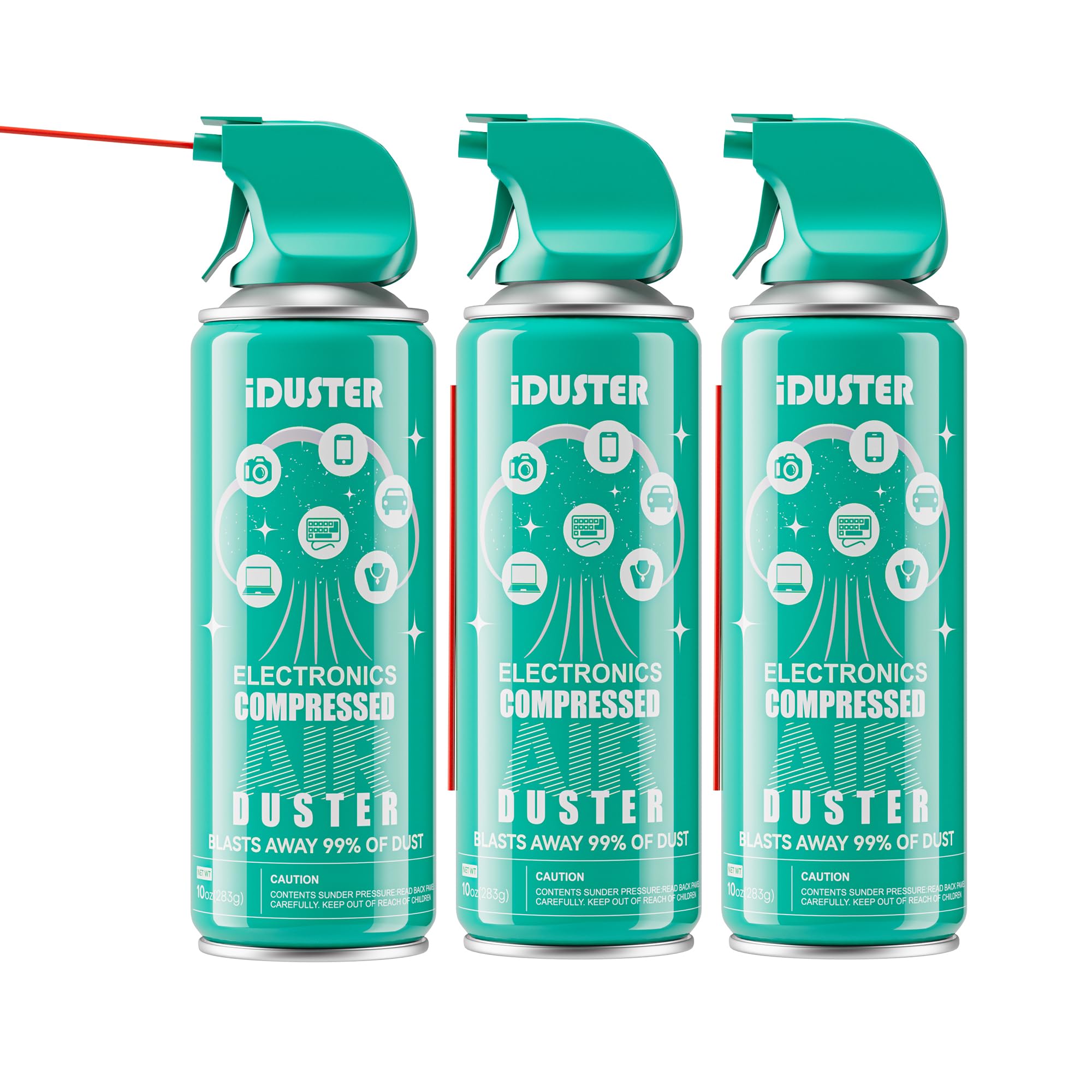 iDuster Compressed Air Duster Cleaner - 3 Pack Keyboard & Electronics Cleaner for Dust, Hair, Crumbs - Safe for Laptops, Computers, Jewelry & Cameras | Perfect for Office, Home & Workshop Cleaning