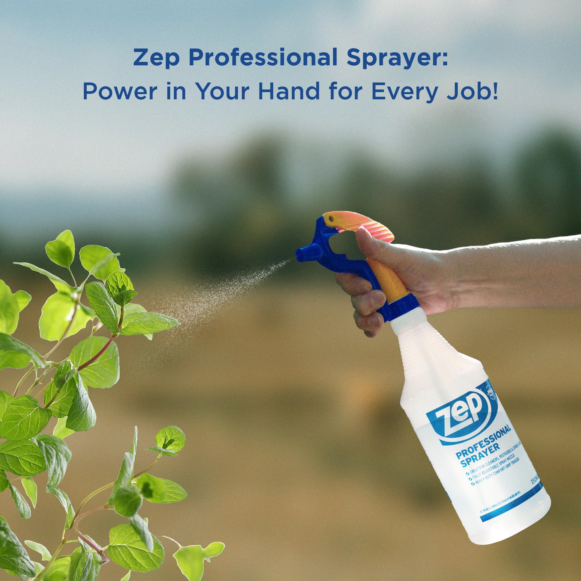Zep Professional 32 oz Spray Bottle (Case of 36) - Heavy Duty Refillable Sprayer with Adjustable Nozzle for Fine Mist or Strong Spray - Perfect for Cleaning, Gardening, and DIY Projects