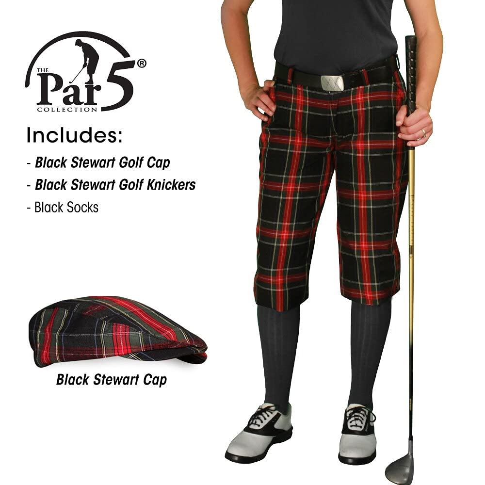Stewart Collection Ladies 'Par 5' Matching Golf Cap & Over-The-Calf Socks - Black | Perfect Golf Outfit for Women | Ideal for Golf Tournaments & Casual Wear