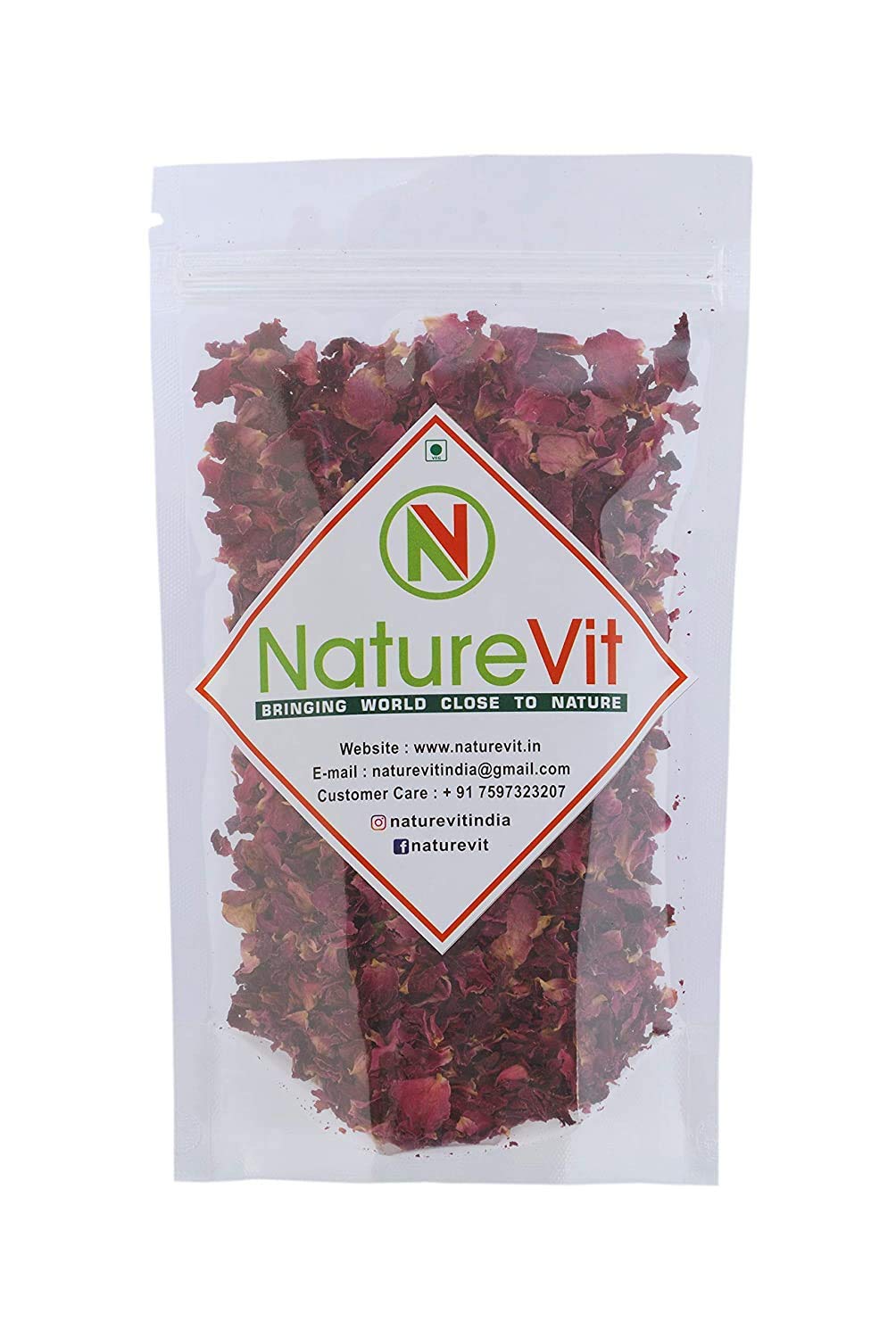 NatureVit Sun-Dried Rose Petals (Gulab Patti) - 200g Premium Dried Rose Buds for Tea, Skincare & Aromatherapy | Perfect for Herbal Tea, DIY Beauty & Home Fragrance