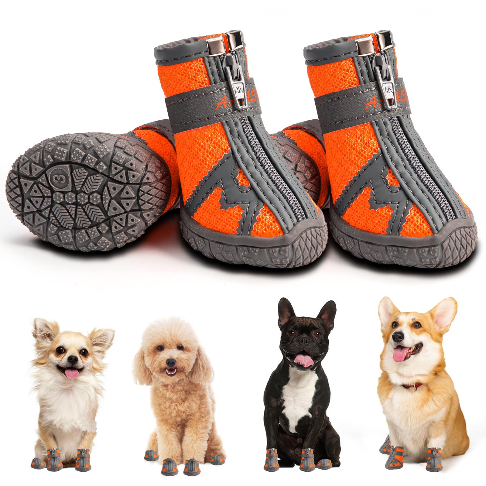 Waterproof Dog Boots for Small Dogs - Winter Paw Protector, Non-Slip Dog Shoes for Hardwood Floors & Outdoor Snow Walking | Perfect for Hiking, Running & Daily Walks