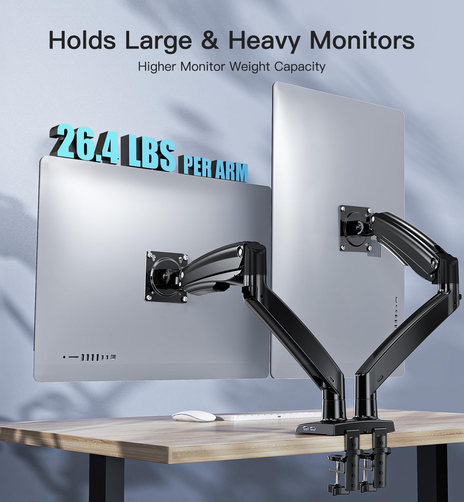 HUANUO 13-35 Inch Adjustable Gas Spring Monitor Stand - Full Motion Articulating Arm with USB Port, Holds Up to 12kg for Computer Screens - Perfect for Home Office, Gaming Setup & Workstation Ergonomics
