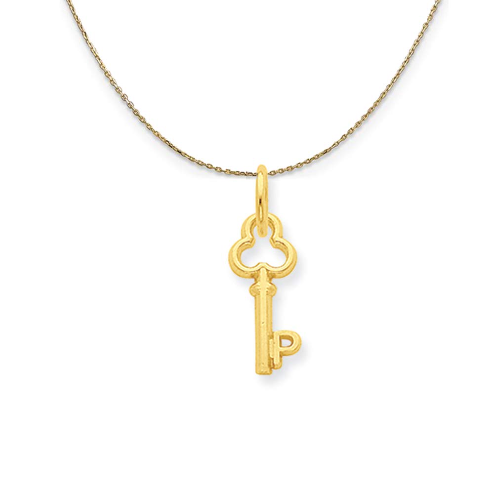 14K Yellow Gold Mini Initial Shamrock Key Necklace - Personalized 