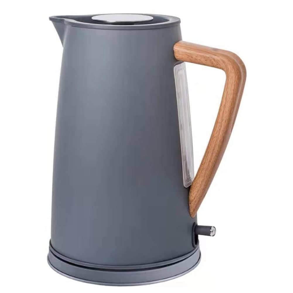 WUDASH 1800W Fast Boil Stainless Steel Electric Kettle with Wooden Handle, 360° Rotating Base & Anti-Slip Rubber Coating - Perfect for Home, Office, and Tea/Coffee Brewing