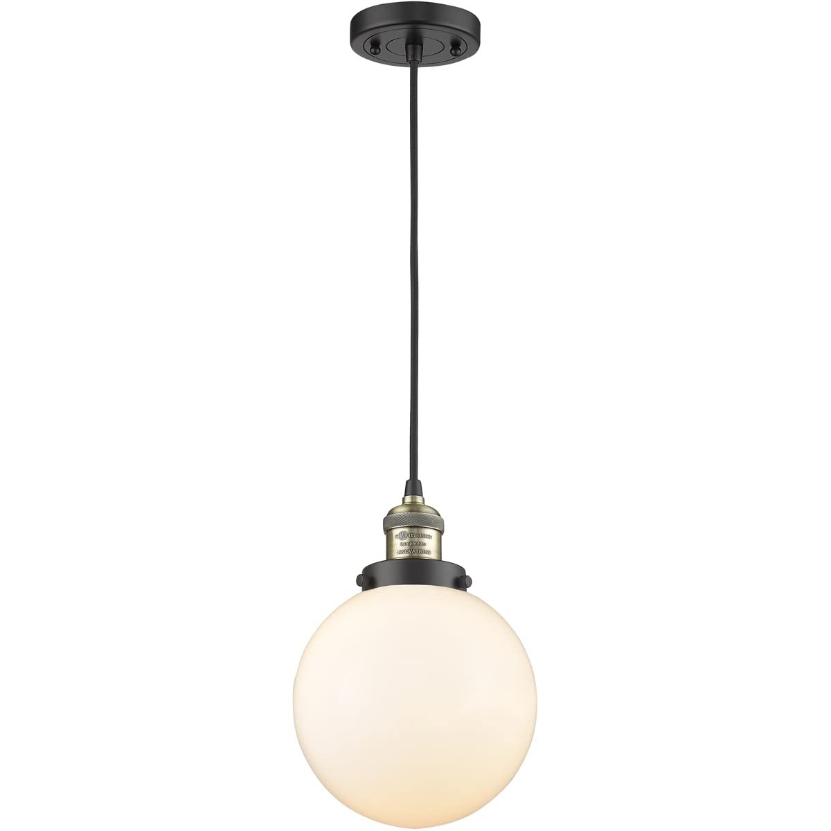 Innovations 201C-BAB-G201-8-LED Mini Pendant Light - Black Antique Brass Finish - Energy Efficient LED Lighting for Kitchen Island, Dining Room & Bedroom Decor