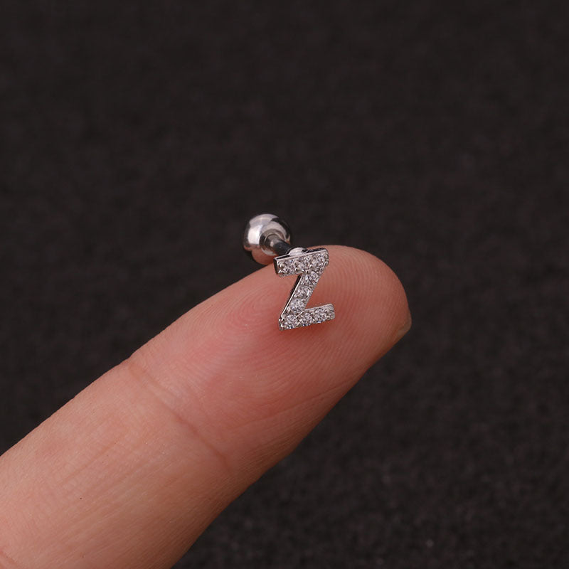 16G Surgical Steel Cartilage Earrings - Alphabet Letter Design | Hypoallergenic Body Jewelry for Women & Men | Perfect for Daily Wear, Parties & Gifts | HSPJ19106
