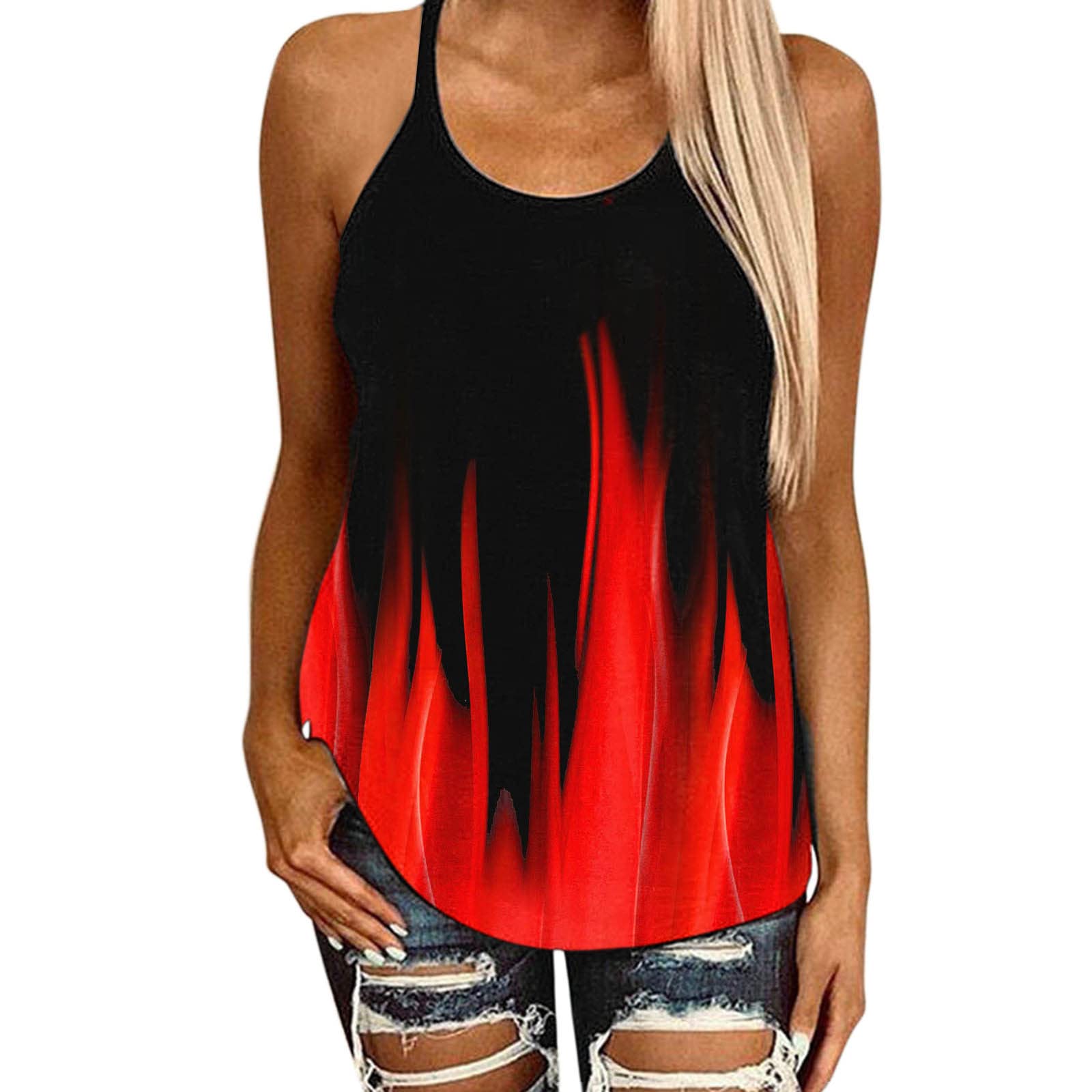 Women's Summer Tank Tops - Sexy Loose Halter Camisole with Cross Back Design (Red, Small) | Perfect for Beach, Pool Party, Vacation & Casual Summer Outfits
