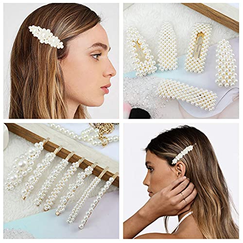 12 Pcs Pearl Hair Clips for Women & Girls - Large Fashion Hair Barrettes & Pins - Elegant Hair Accessories for Weddings, Parties & Daily Styling