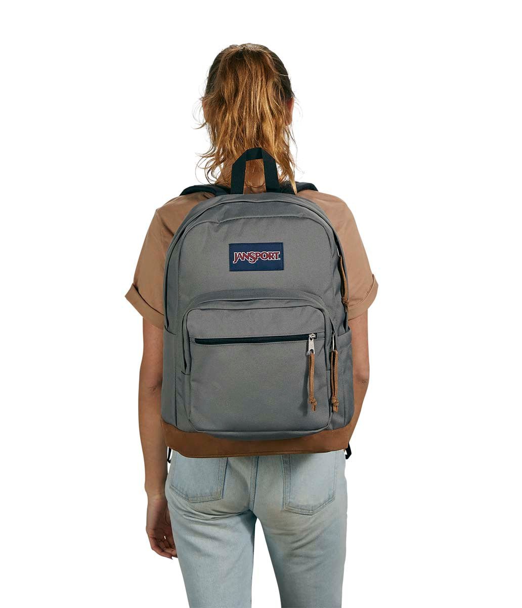 JanSport Right Pack Backpack - Lightweight Laptop Backpack for School & Travel, Durable Graphite Grey Daypack with Padded Shoulder Straps | Perfect for College Students, Commuters & Outdoor Adventures