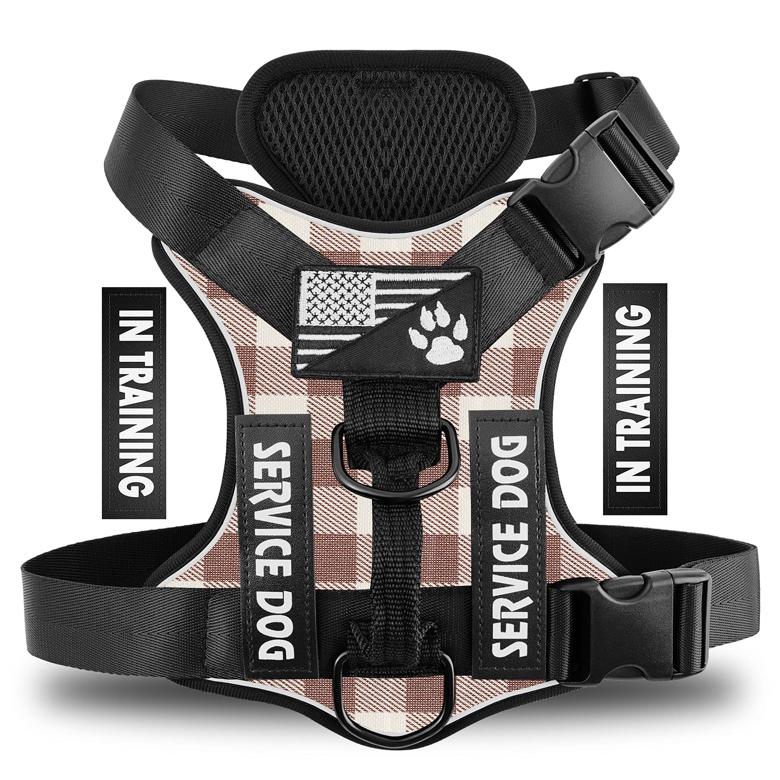 Demigreat Reflective Service Dog Harness with 5 PCS Patches - Adjustable Soft Oxford Pet Vest for Small, Medium & Large Dogs - Breathable Mesh Inner Layer for Comfort & Control - Perfect for Training, Therapy & Outdoor Adventures