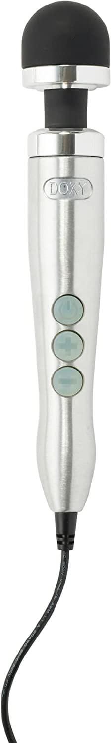 Doxy Die Cast 3 Wand Massager - Silver Silicone Head & Metallic Finish Adult Massager for Relaxation, Compact Neck Massager & Versatile Massage Gun - Lightweight with Removable Head - Perfect for Muscle Relief, Couples Massage & Home Spa Therapy