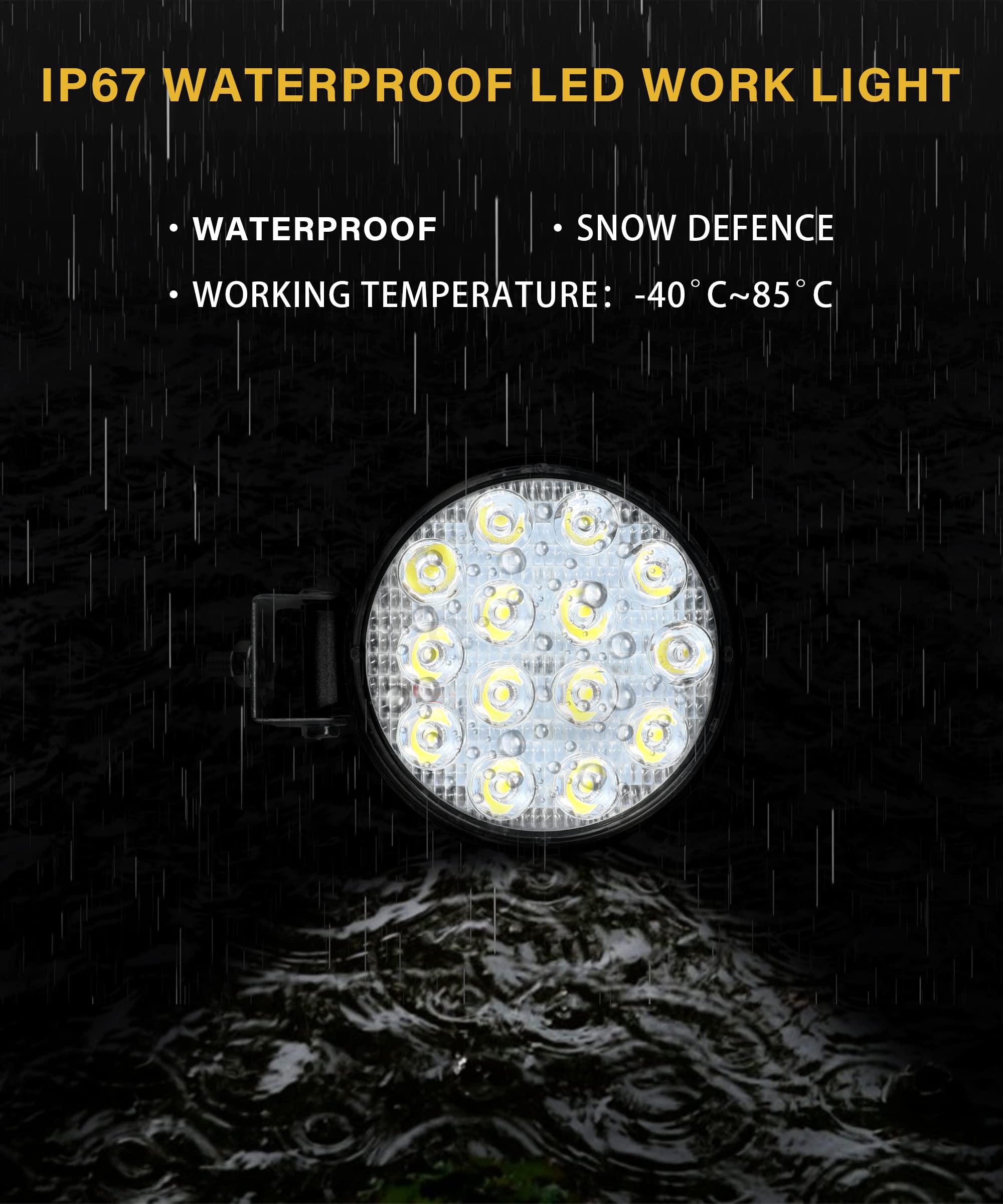 2PCS 4.5 Inch Round LED Offroad Lights - 42W Waterproof Spot & Flood Light Bar for Trucks, ATV, UTV, Jeep - Durable Bumper Work Light for Off-Roading, Fog, Hunting & Camping