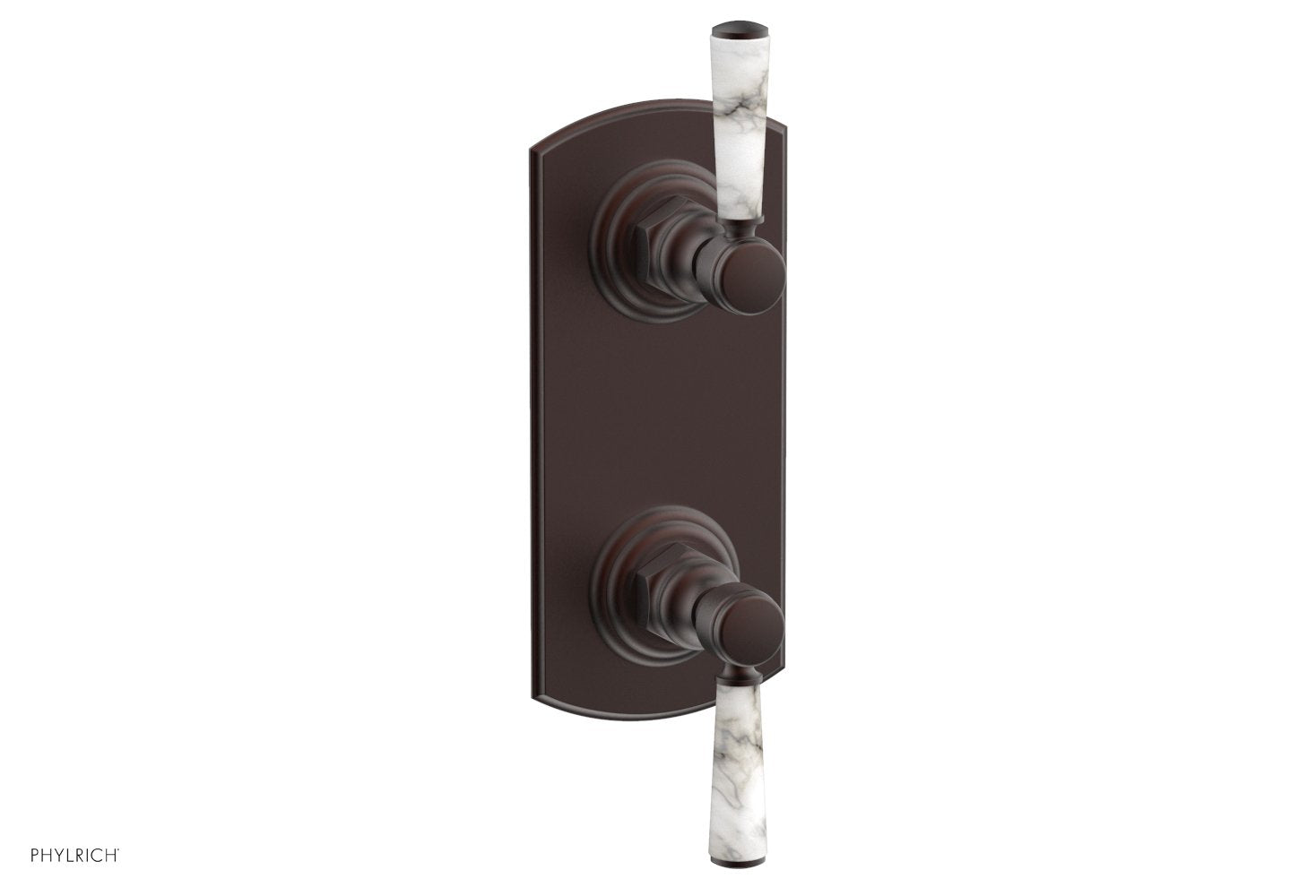 HEX TRADITIONAL / HENRI 1/2 Thermostatic Valve with Volume Control or Diverter - White Marble Handles (4 155) - Perfect for Bathroom & Shower Fixture Upgrades