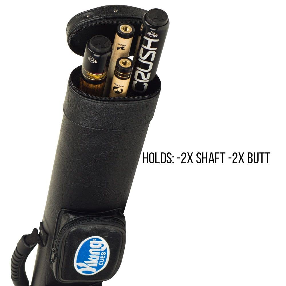 Viking Pool Cue Case with Shoulder Strap - Durable Vinyl Shell & Soft Felt Interior - Billiard Cue Storage Bag for Pool Sticks - Perfect for Travel, Tournaments & Home Use - Essential Billiards Equipment & Pool Table Accessories