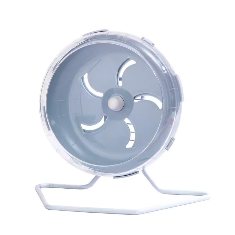 7 Inch Grey Silent Hamster Exercise Wheel - Height Adjustable Cage Accessory for Small Pets (Hamsters, Gerbils, Mice) - Quiet Running Toy for Nighttime Use in Bedroom or Kids Room