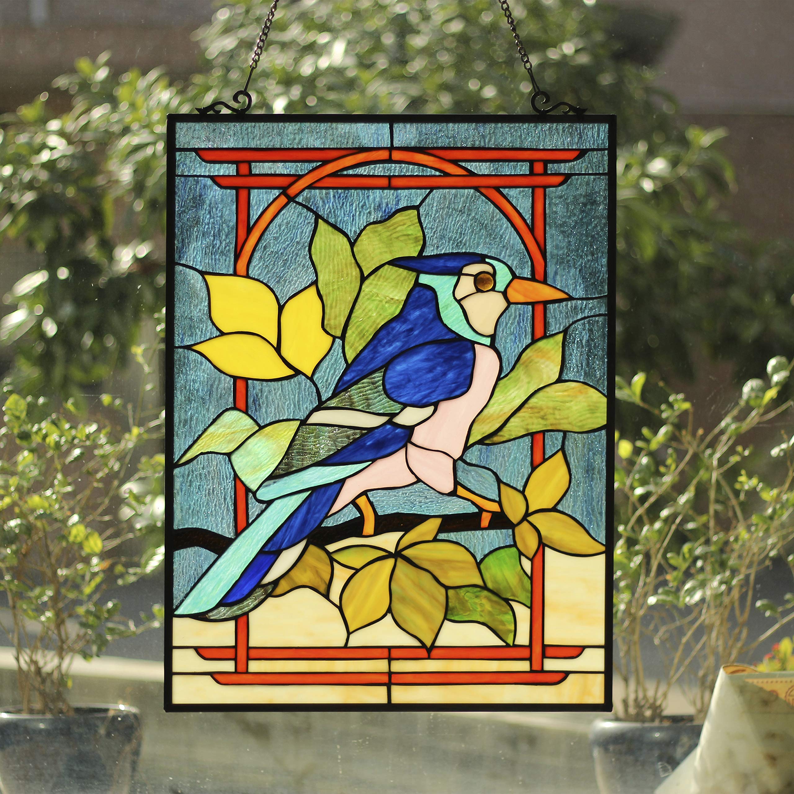 Tiffany-Style Stained Glass Animal Window Panel - 24 Inch Height for Home Decor, Sunroom & Gift Ideas