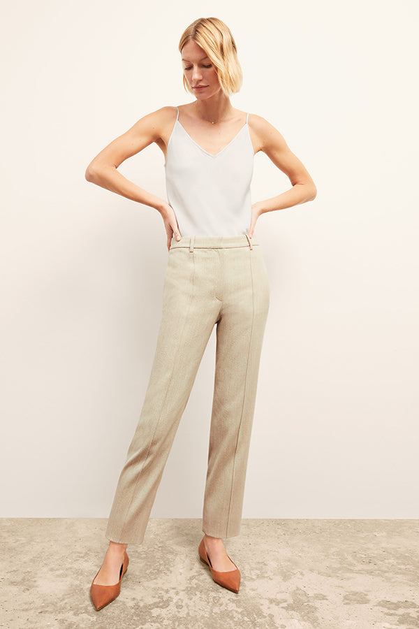 Pearl Pant Cotton Tweed Pants for Women - Ivory High Waisted Trousers | Comfortable Office Wear & Casual Outfits