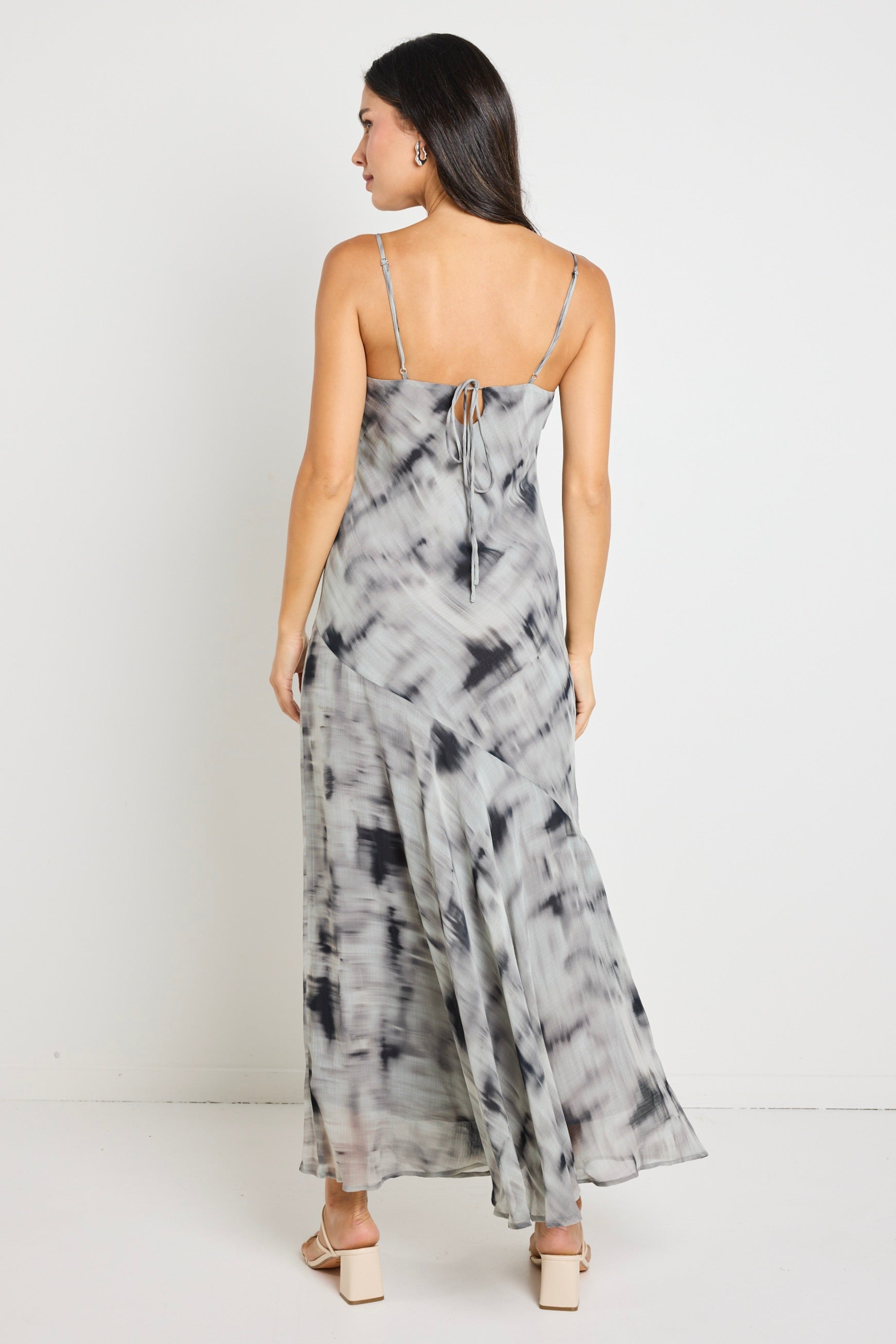 Reign Charcoal Strappy Maxi Slip Dress for Women - Elegant Bodycon Evening Gown for Party, Date Night & Special Occasions
